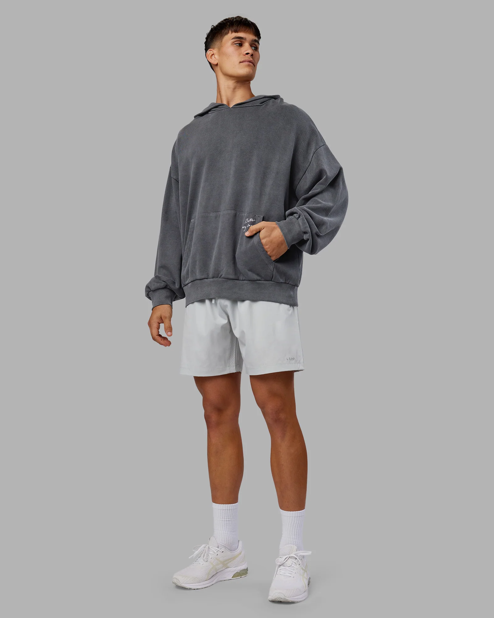 ETJ Values Washed Oversize Hoodie - Dark Storm-Light Bubblegum