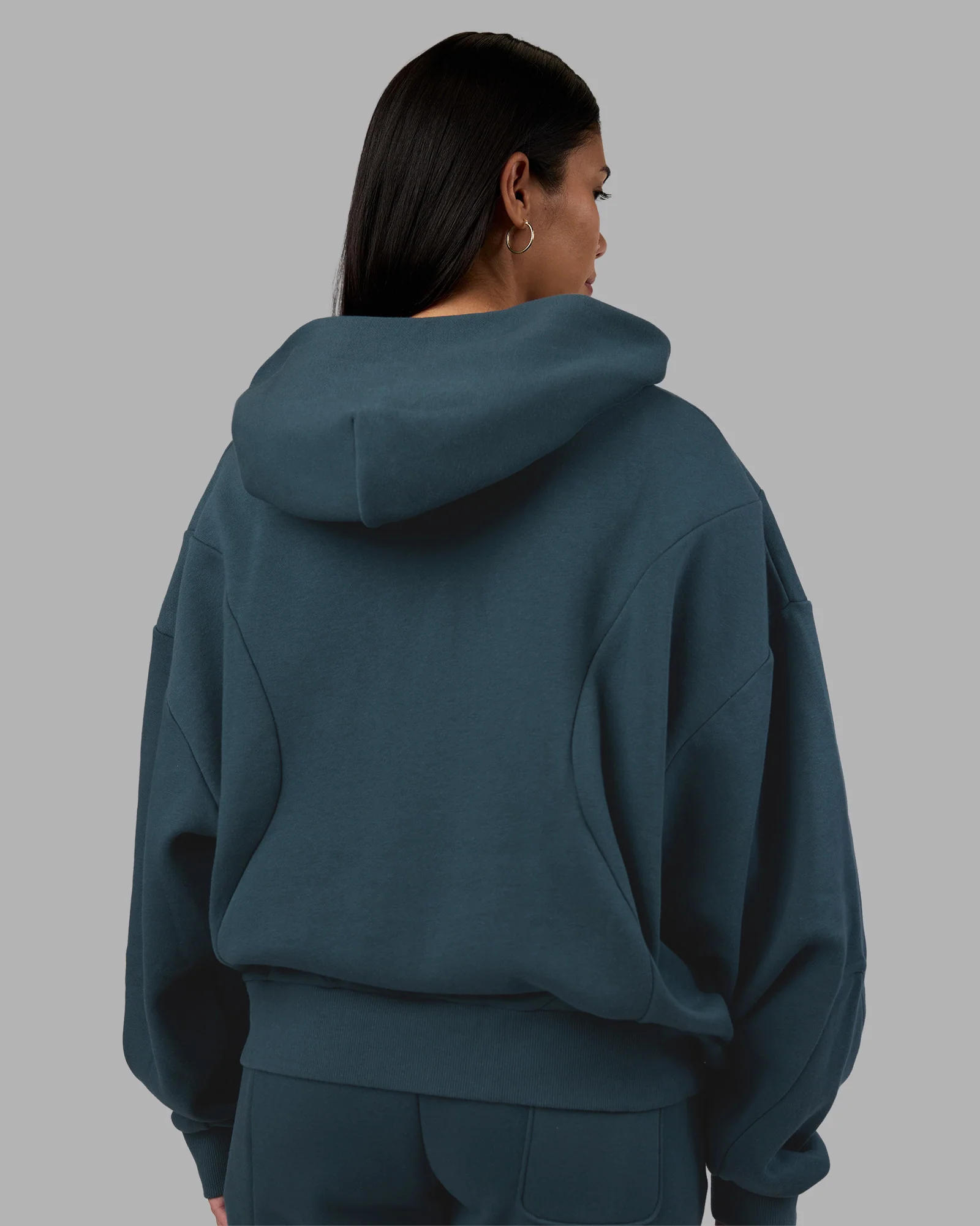 Stream Oversized Panel Zip Hoodie - Deep Sea