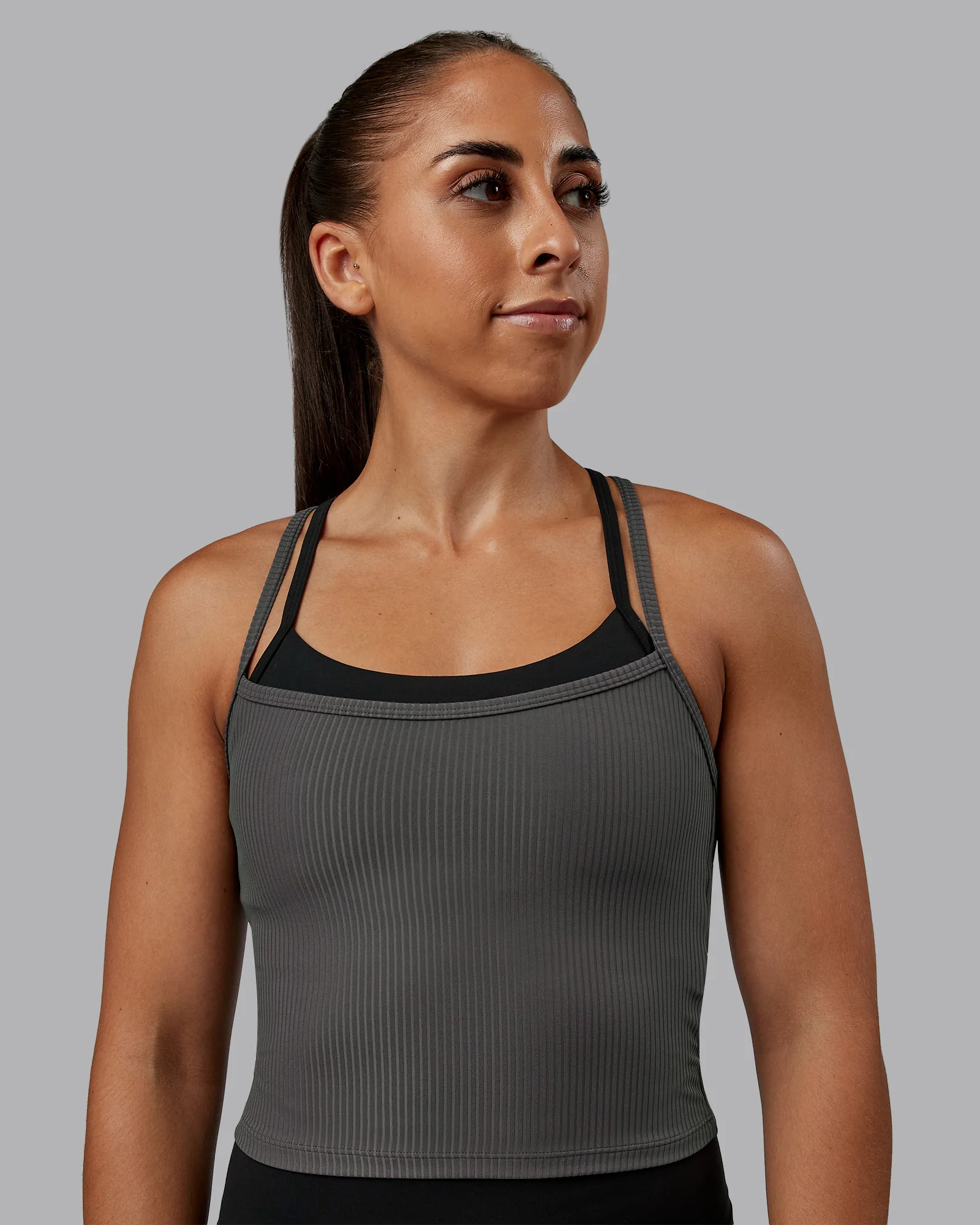 Flame Ribbed Tank - Dark Storm