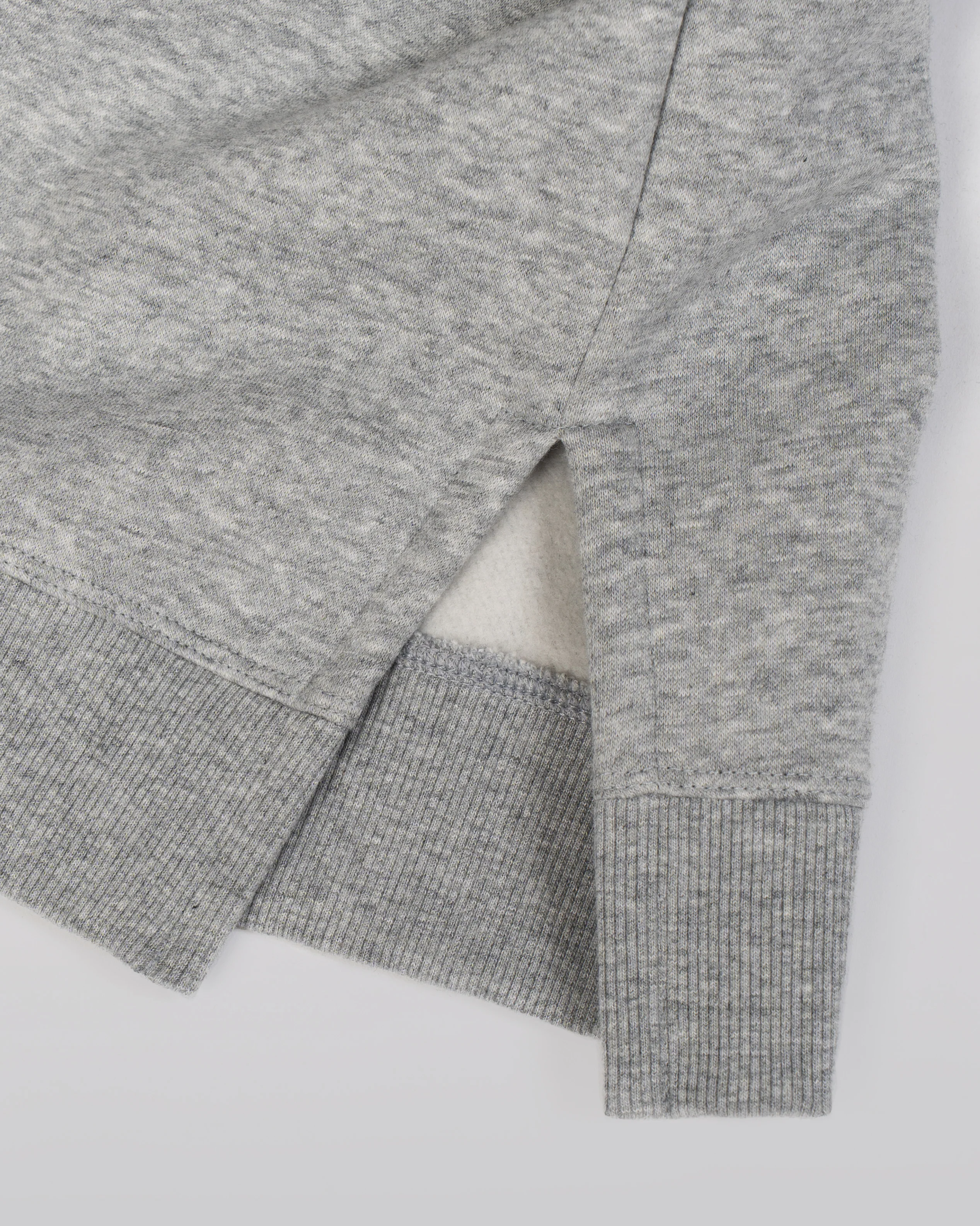 Full Form Fleece Sweater with Side Slits - Marl Grey