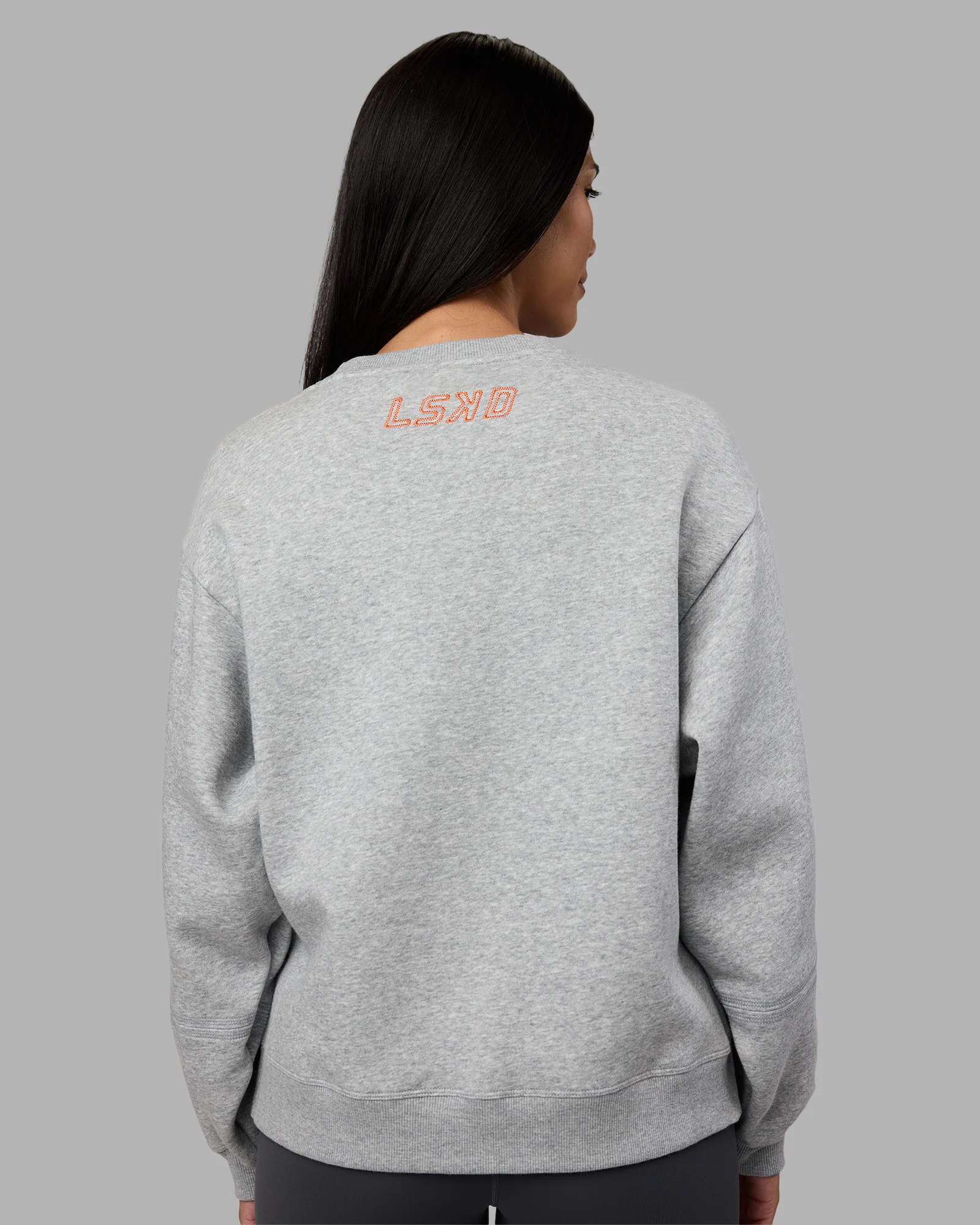 Full Form Fleece Sweater with Side Slits - Marl Grey