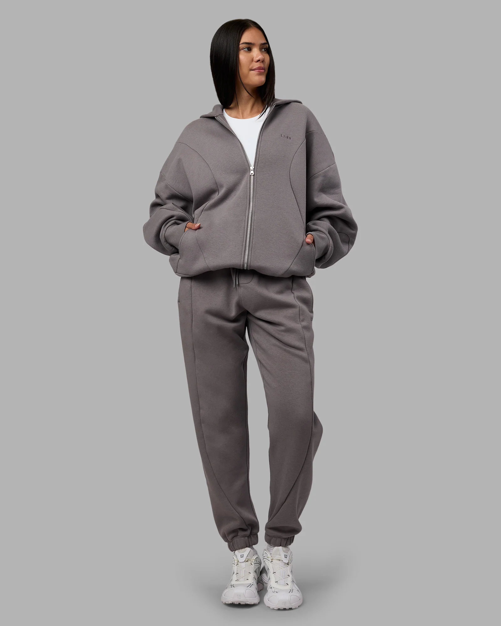 Stream Oversized Panel Zip Hoodie - Storm Front