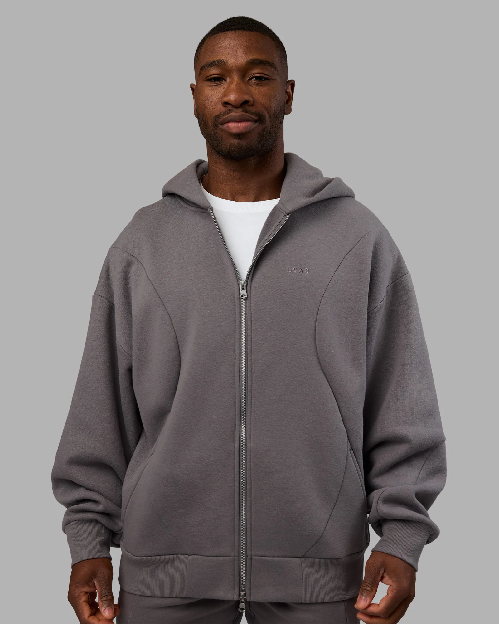 Stream Oversized Panel Zip Hoodie - Storm Front