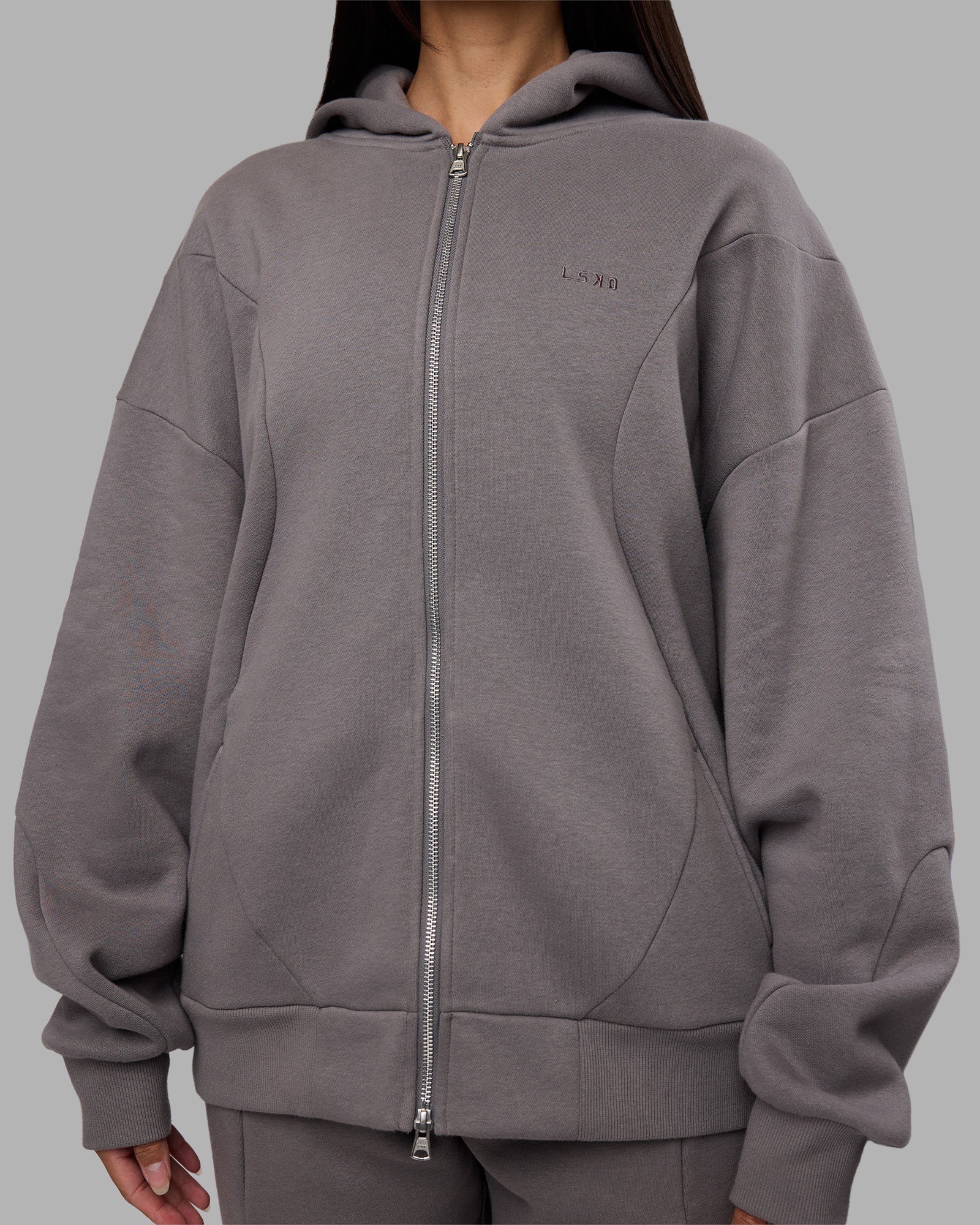 Stream Oversized Panel Zip Hoodie - Storm Front