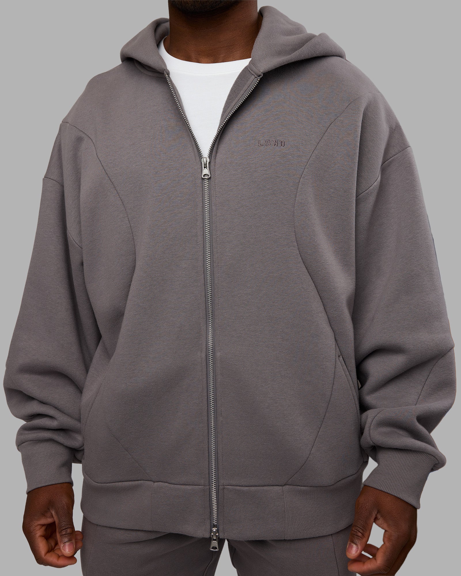 Stream Oversized Panel Zip Hoodie - Storm Front