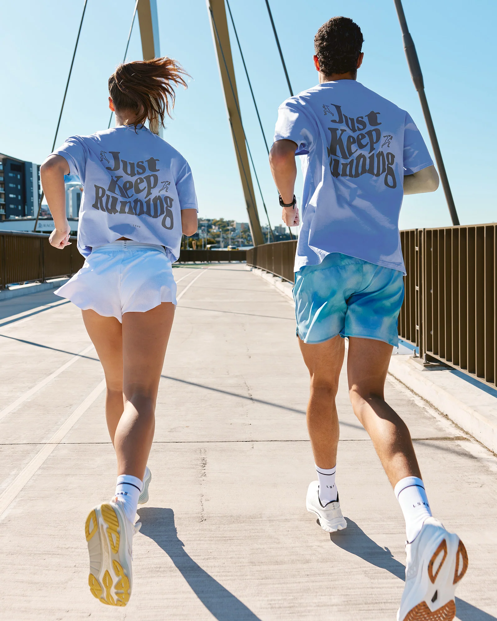 Just Run FLXCotton Oversized Tee - Soft Blue-Dark Storm