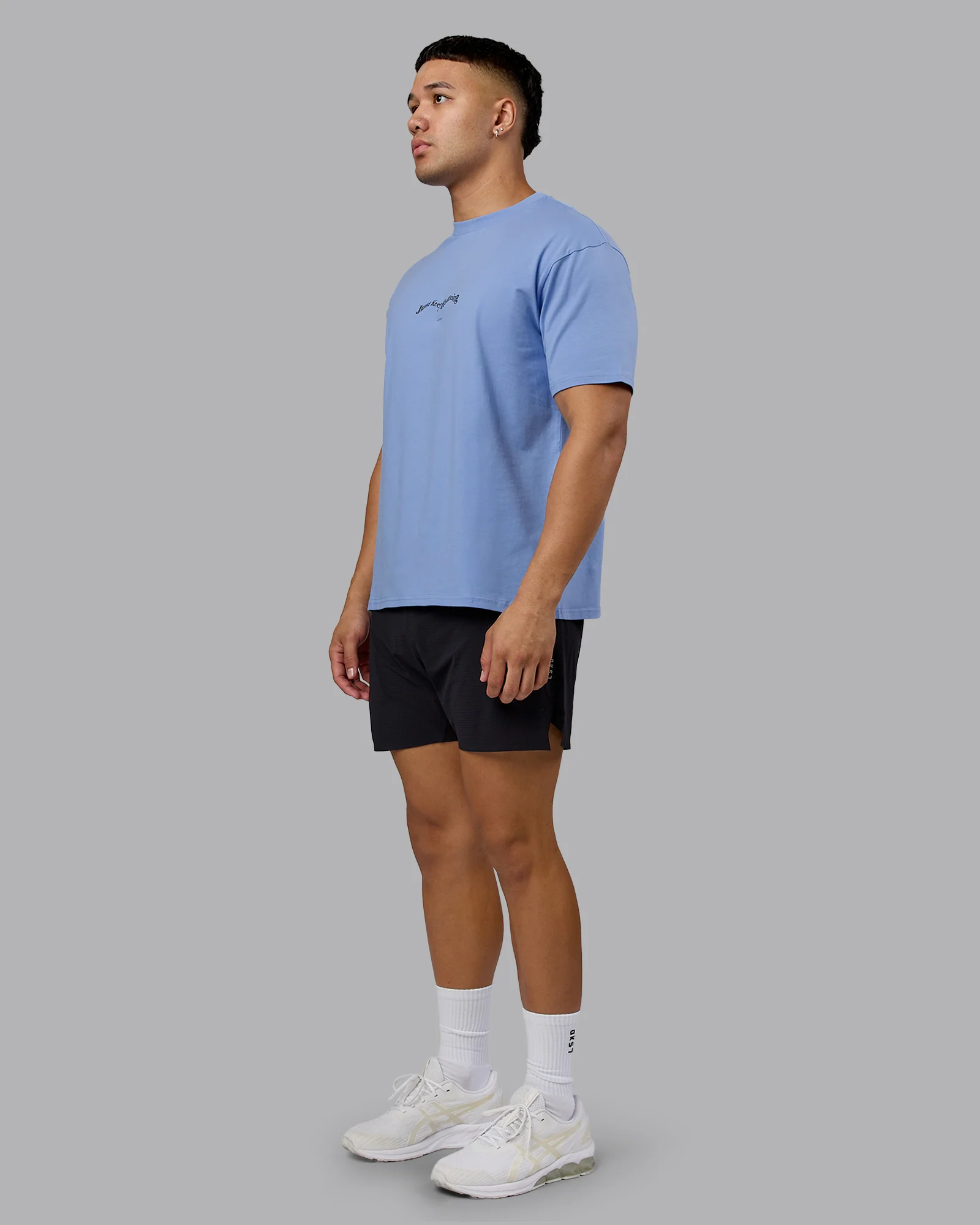 Just Run FLXCotton Oversized Tee - Soft Blue-Dark Storm