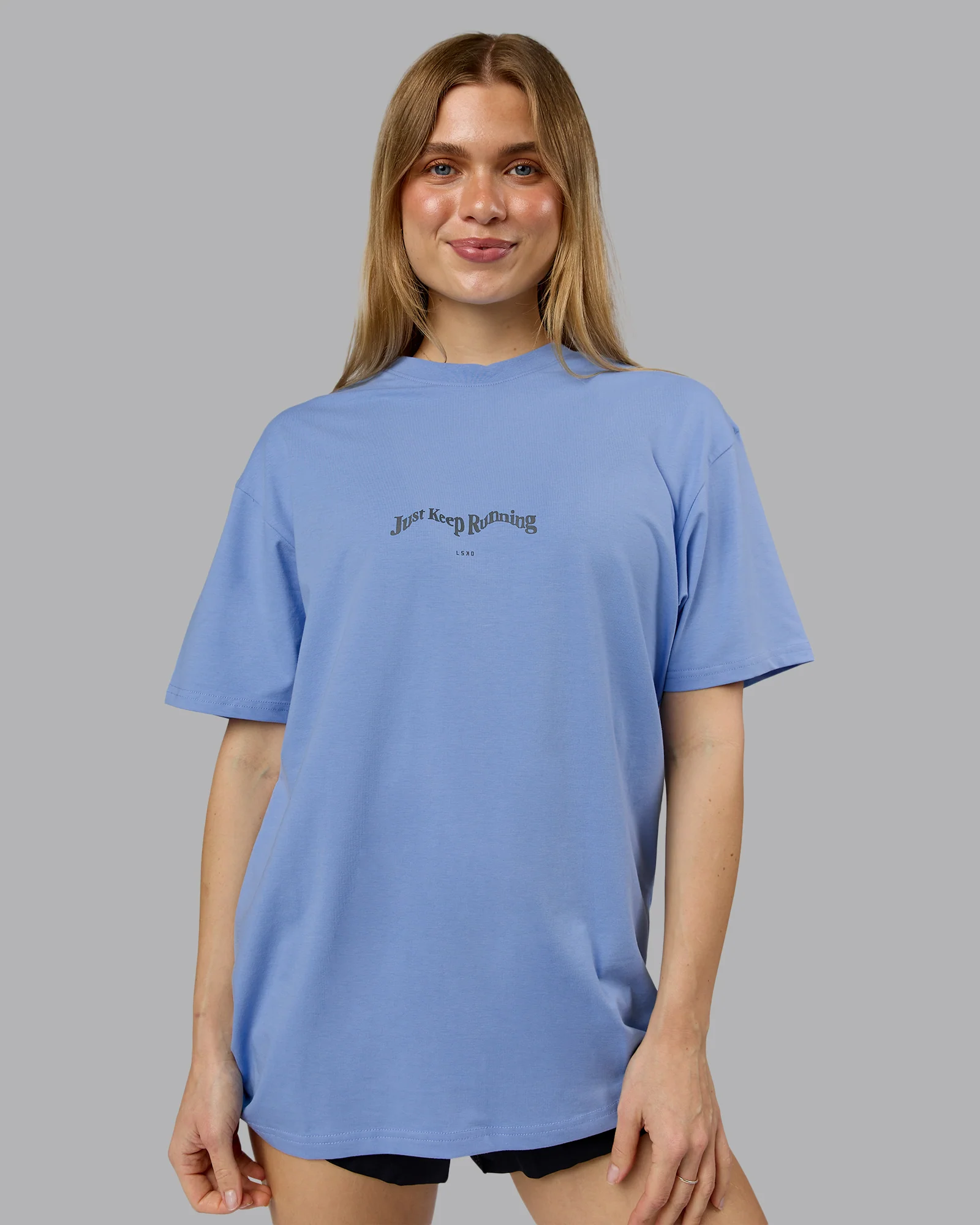 Just Run FLXCotton Oversized Tee - Soft Blue-Dark Storm