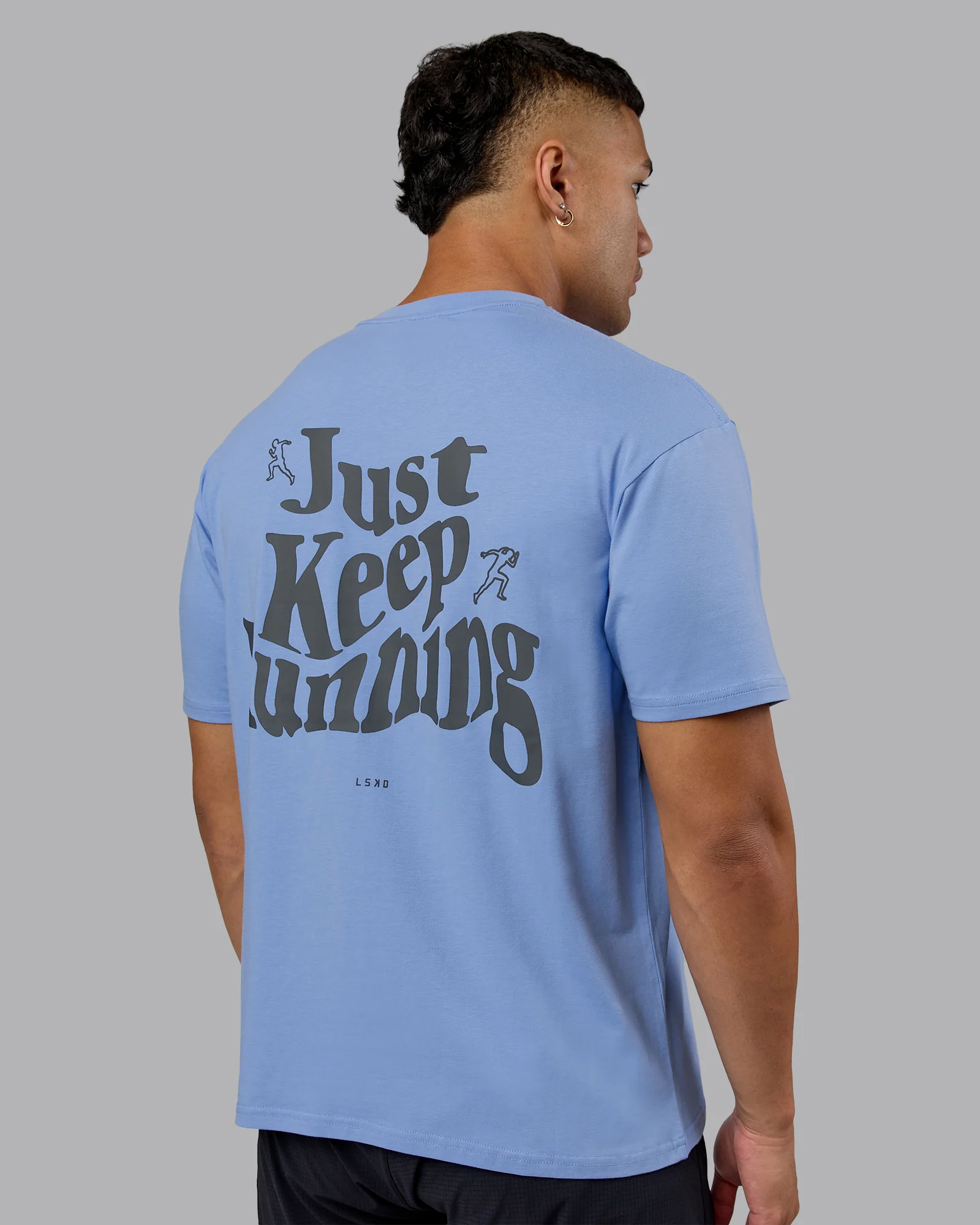 Just Run FLXCotton Oversized Tee - Soft Blue-Dark Storm