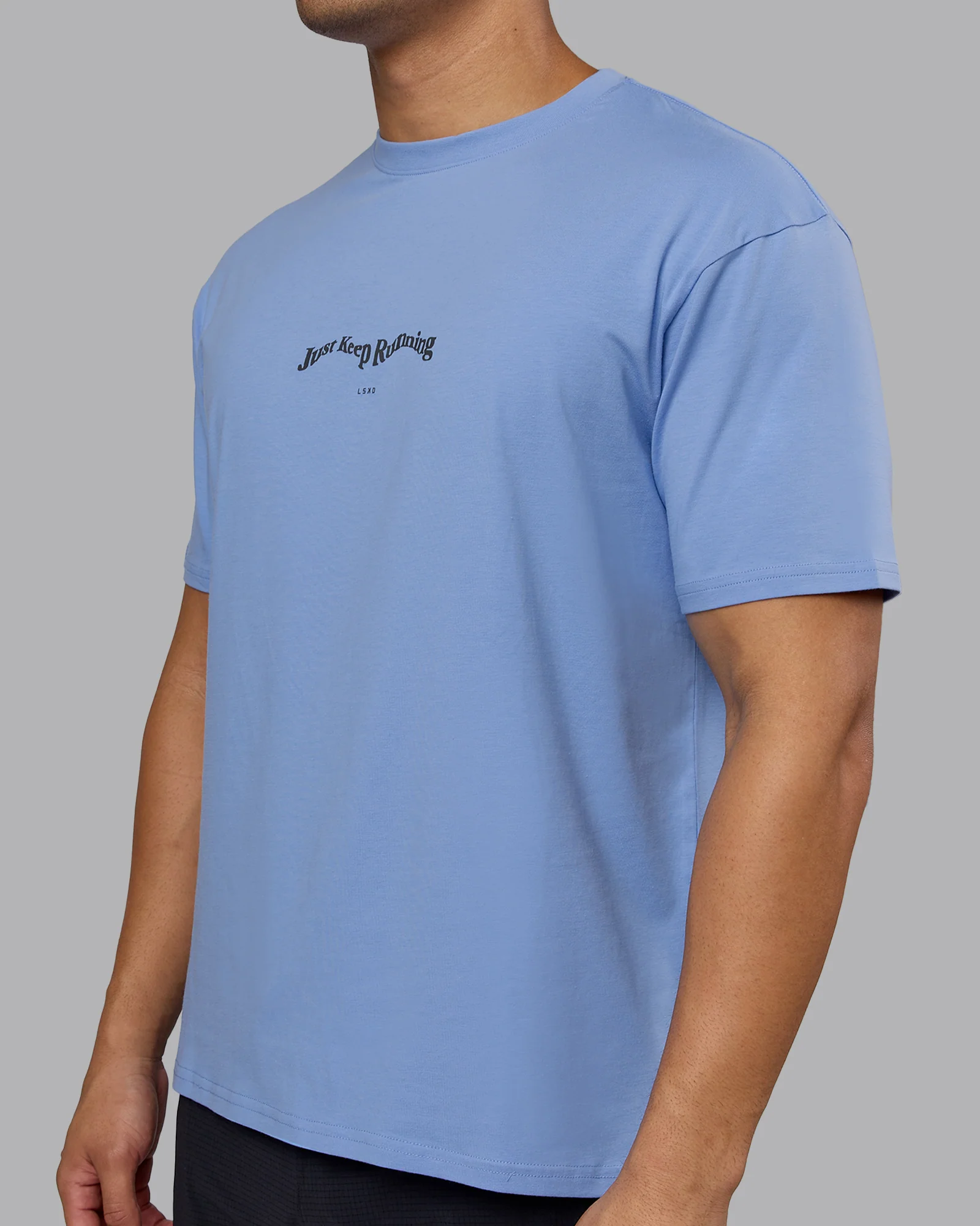 Just Run FLXCotton Oversized Tee - Soft Blue-Dark Storm