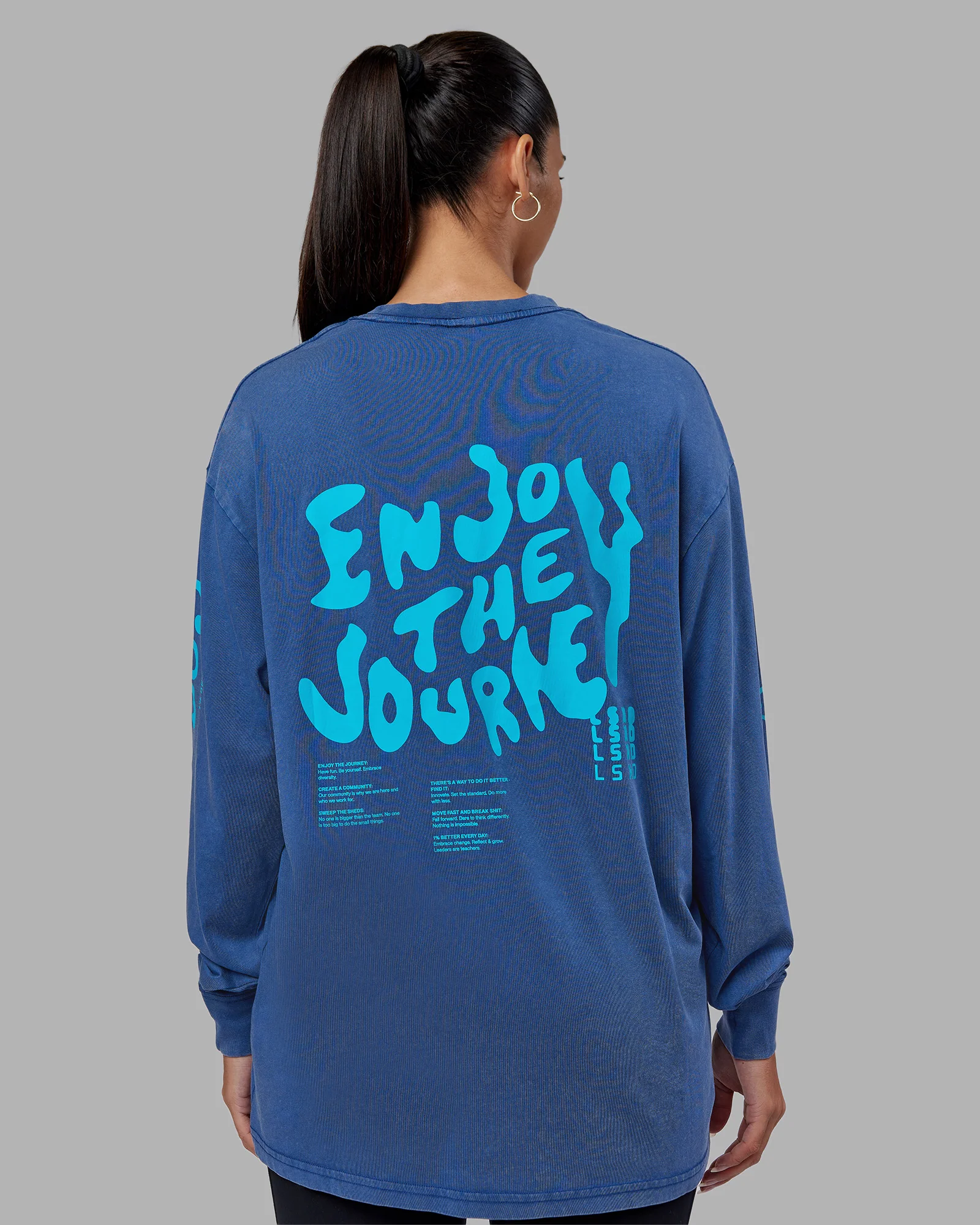 Inferno Journey FLXCotton Oversized Long Sleeve Tee - Midnight Blue-Blue Bird
