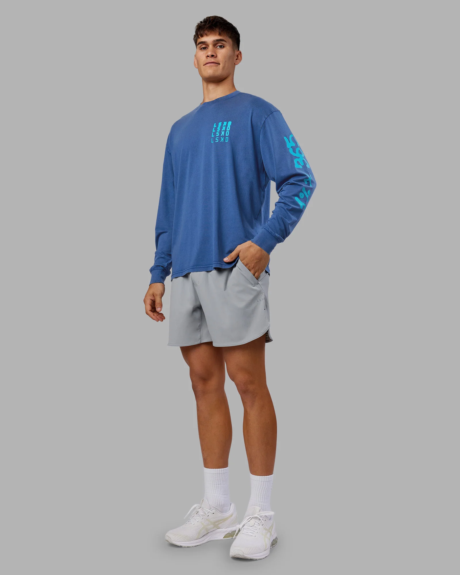 Inferno Journey FLXCotton Oversized Long Sleeve Tee - Midnight Blue-Blue Bird