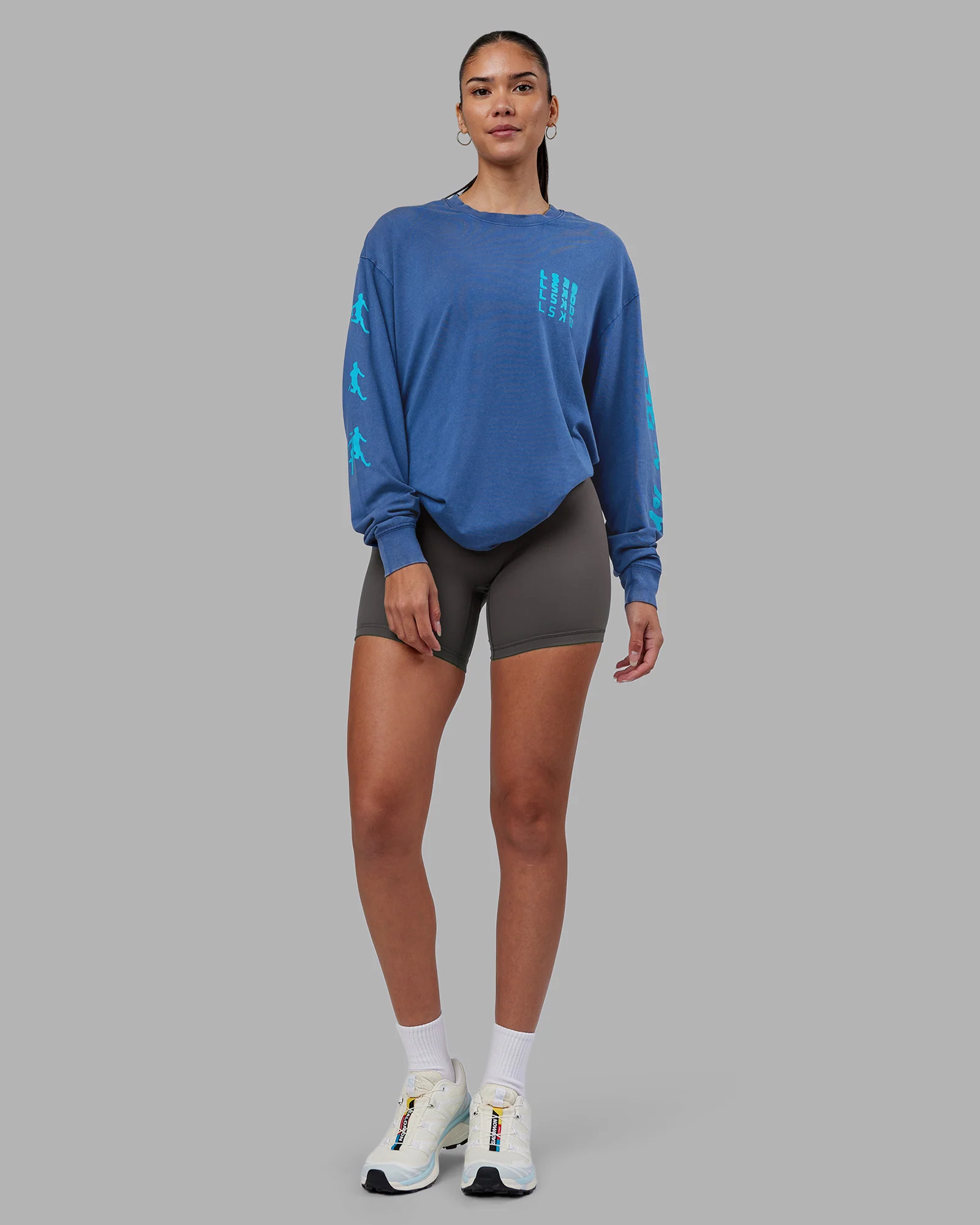 Inferno Journey FLXCotton Oversized Long Sleeve Tee - Midnight Blue-Blue Bird