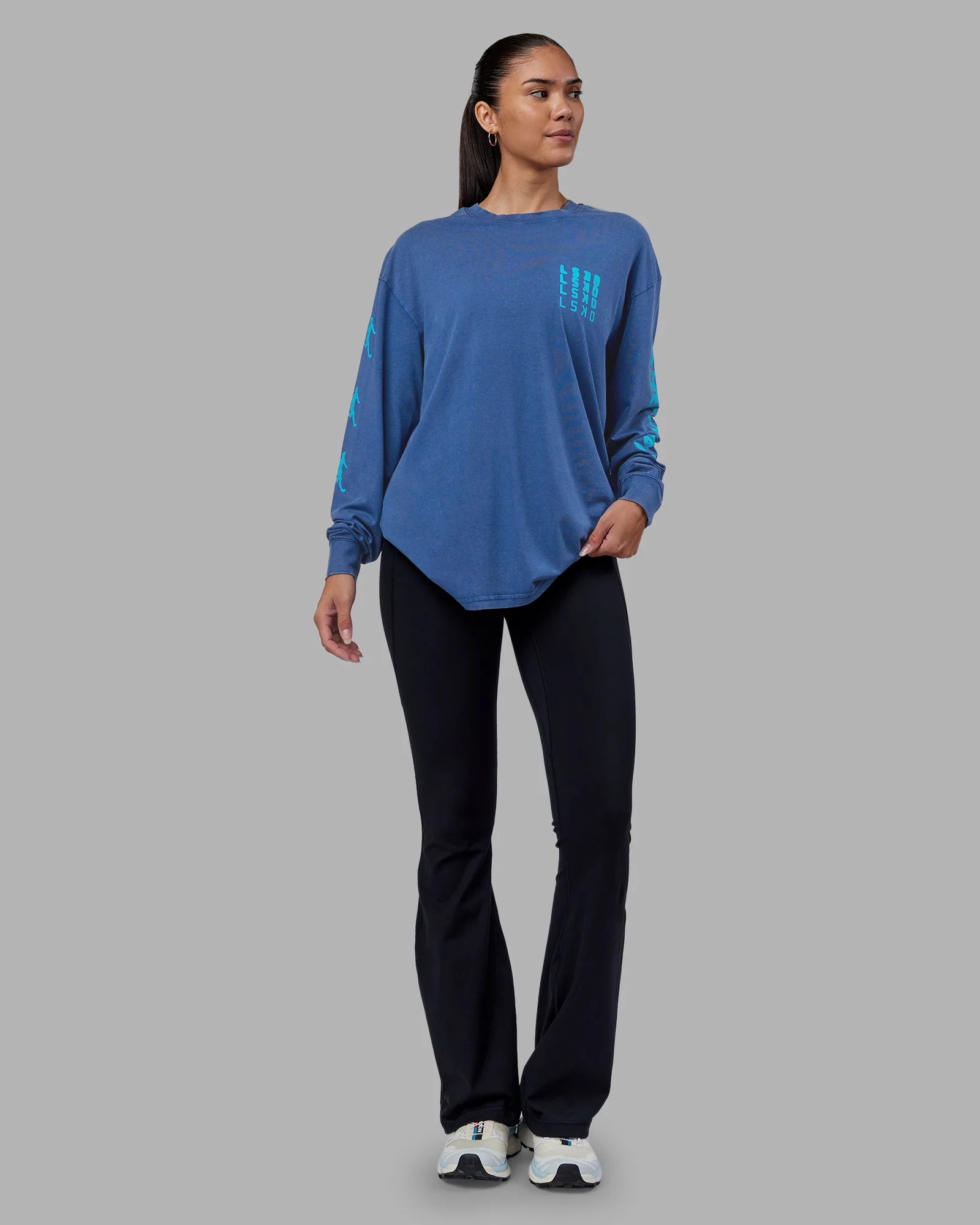 Inferno Journey FLXCotton Oversized Long Sleeve Tee - Midnight Blue-Blue Bird
