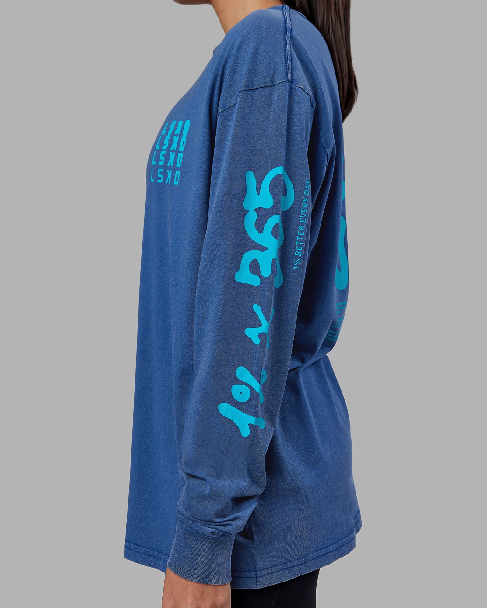 Inferno Journey FLXCotton Oversized Long Sleeve Tee - Midnight Blue-Blue Bird