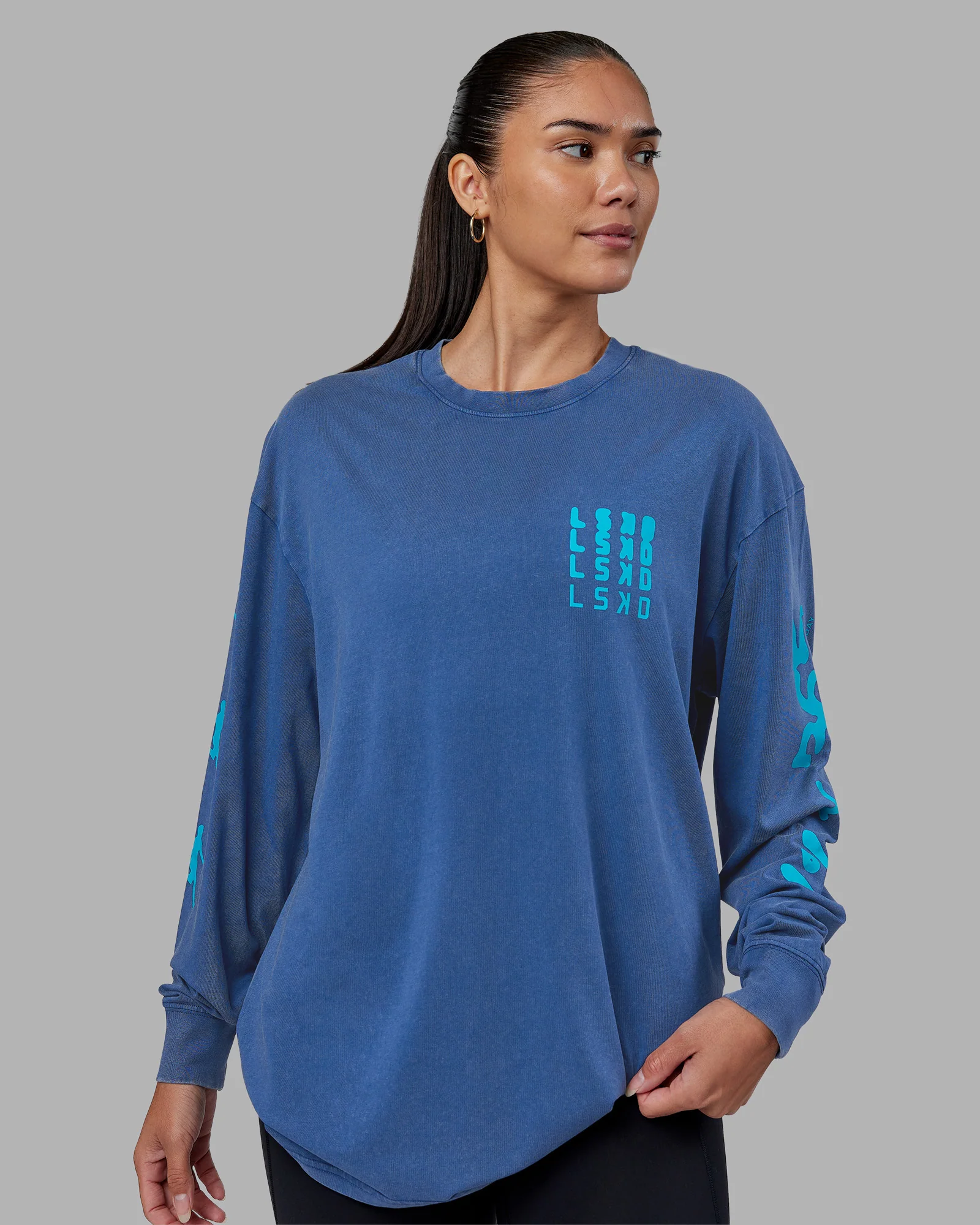 Inferno Journey FLXCotton Oversized Long Sleeve Tee - Midnight Blue-Blue Bird