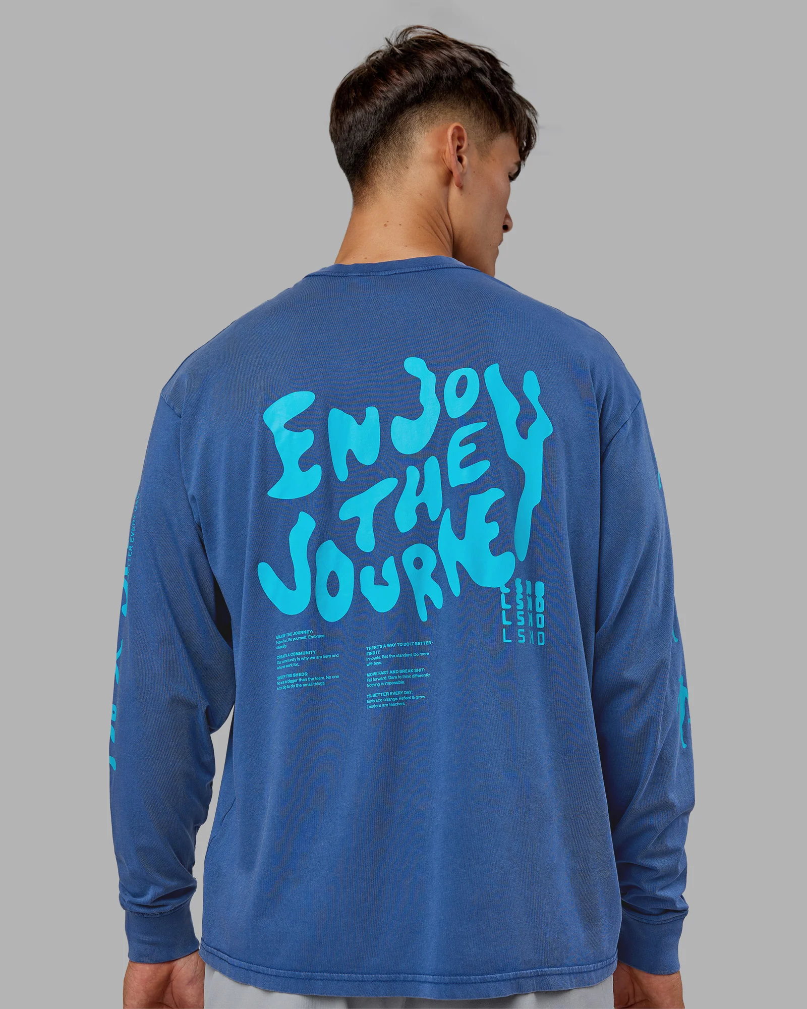 Inferno Journey FLXCotton Oversized Long Sleeve Tee - Midnight Blue-Blue Bird