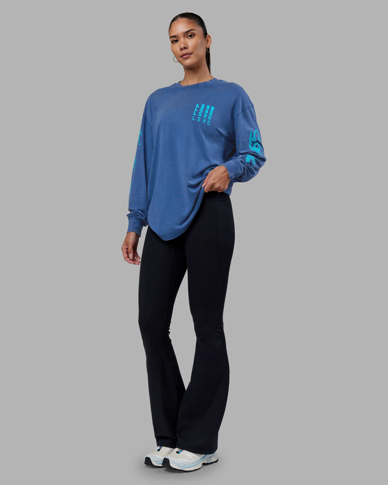 Inferno Journey FLXCotton Oversized Long Sleeve Tee - Midnight Blue-Blue Bird