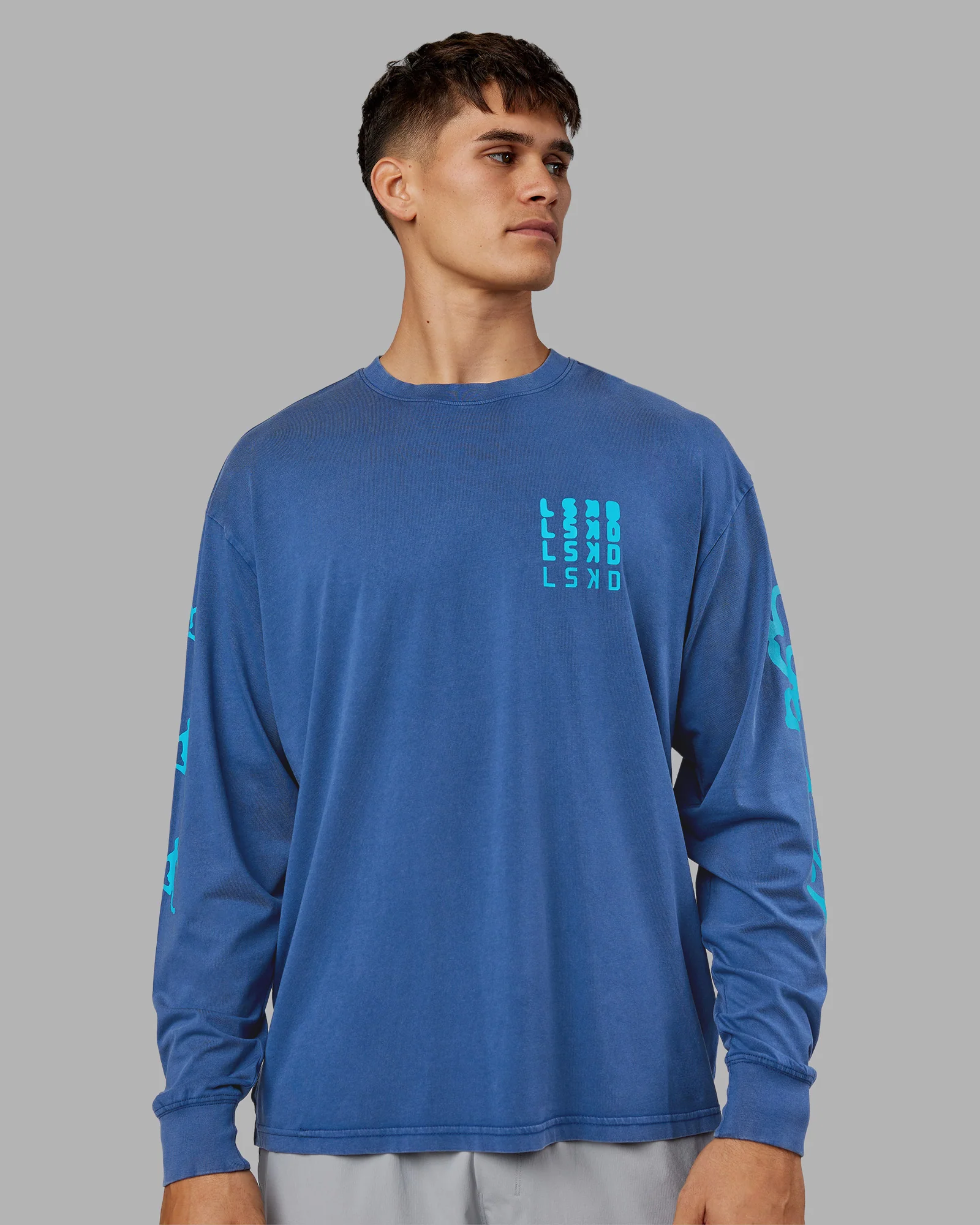 Inferno Journey FLXCotton Oversized Long Sleeve Tee - Midnight Blue-Blue Bird