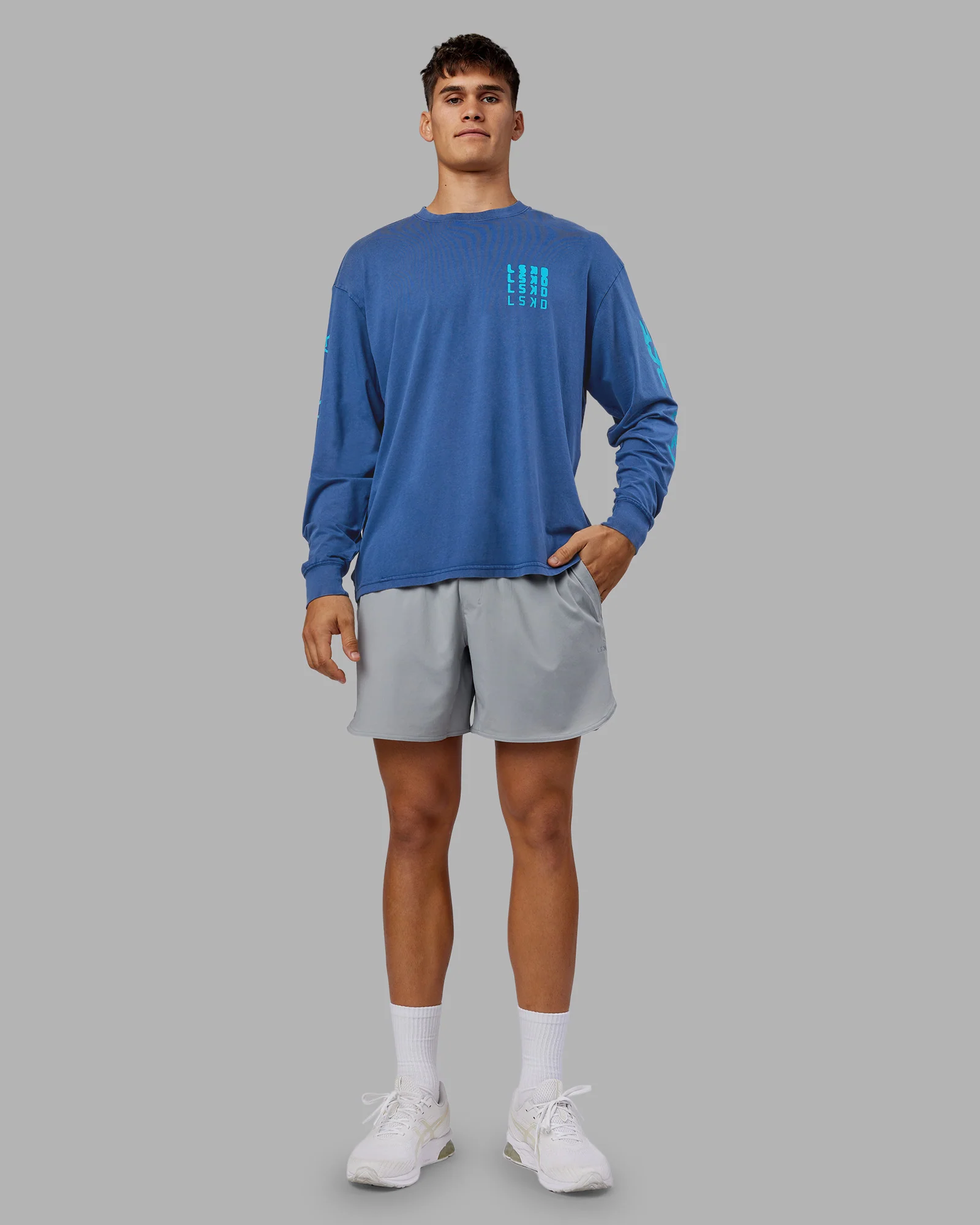 Inferno Journey FLXCotton Oversized Long Sleeve Tee - Midnight Blue-Blue Bird