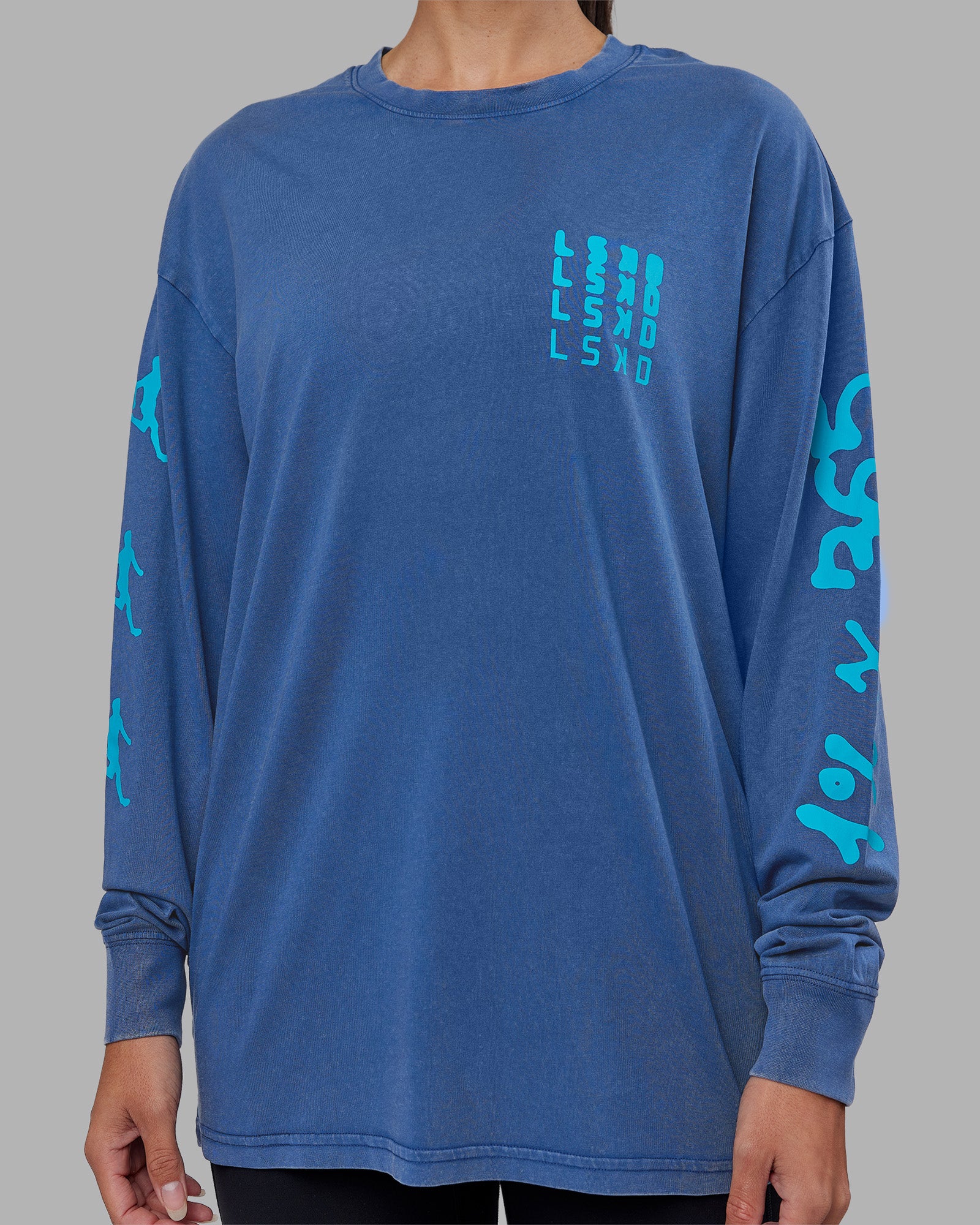Inferno Journey FLXCotton Oversized Long Sleeve Tee - Midnight Blue-Blue Bird