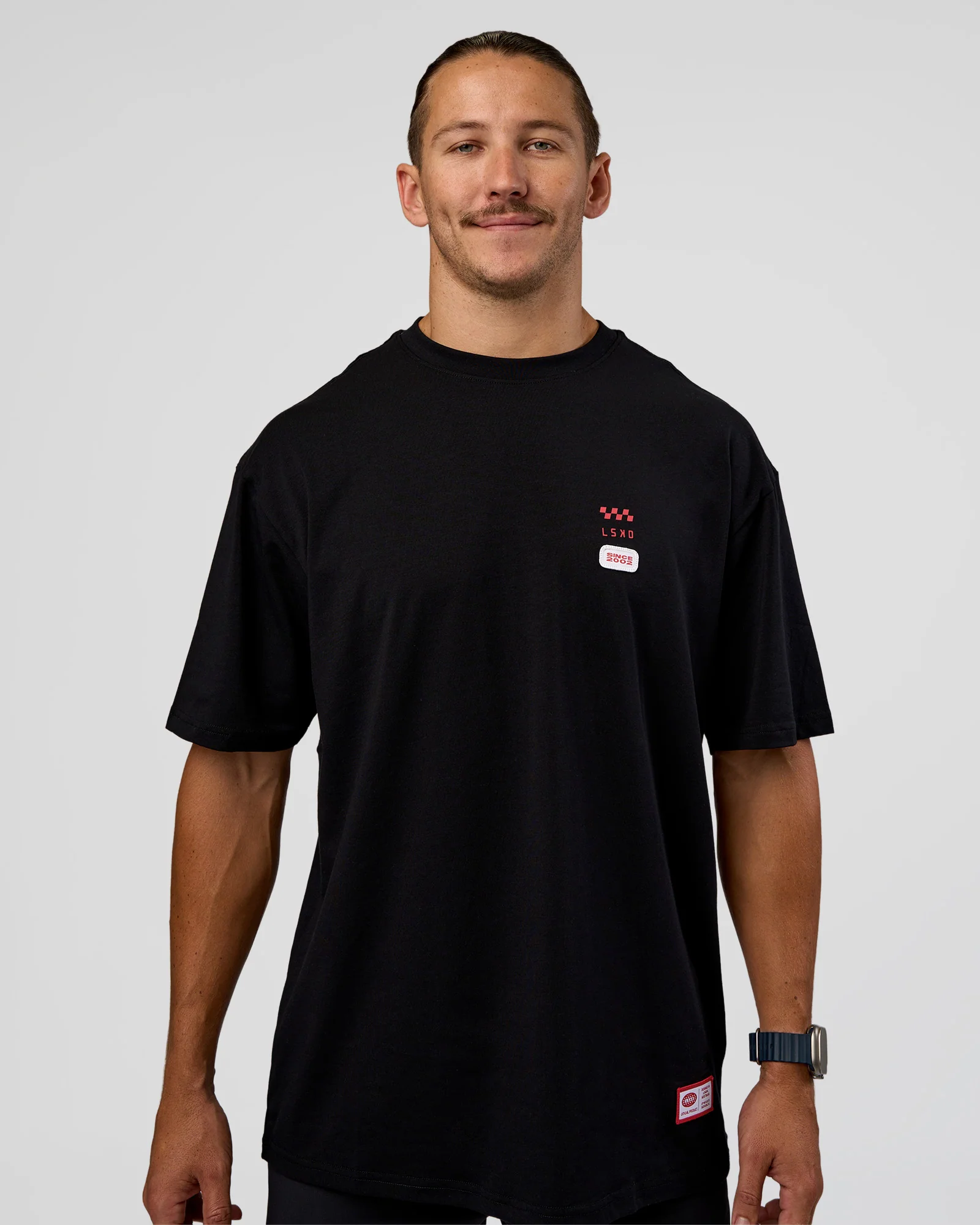 Archive FLXCotton Oversized Tee - Black-Scarlet