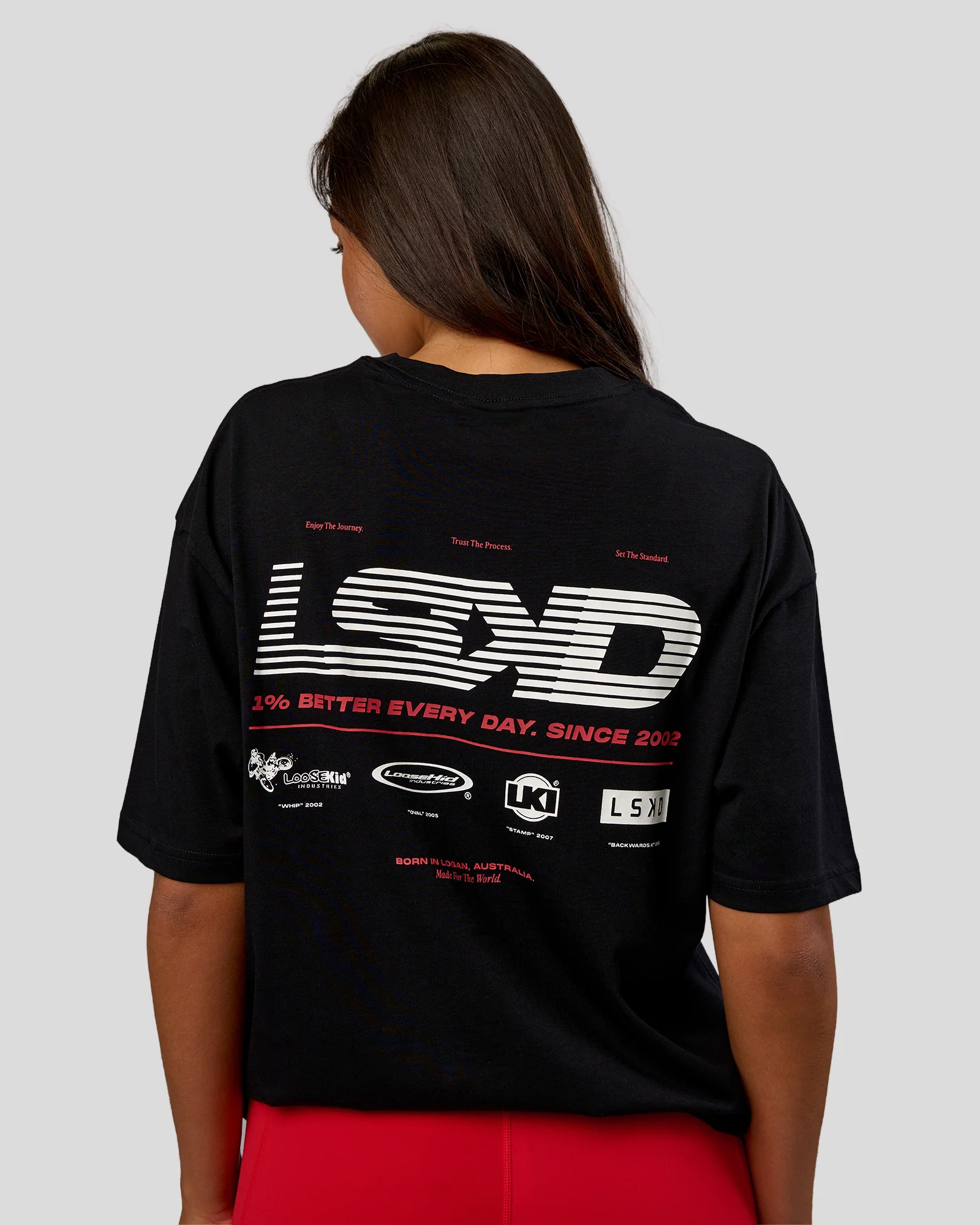 Archive FLXCotton Oversized Tee - Black-Scarlet