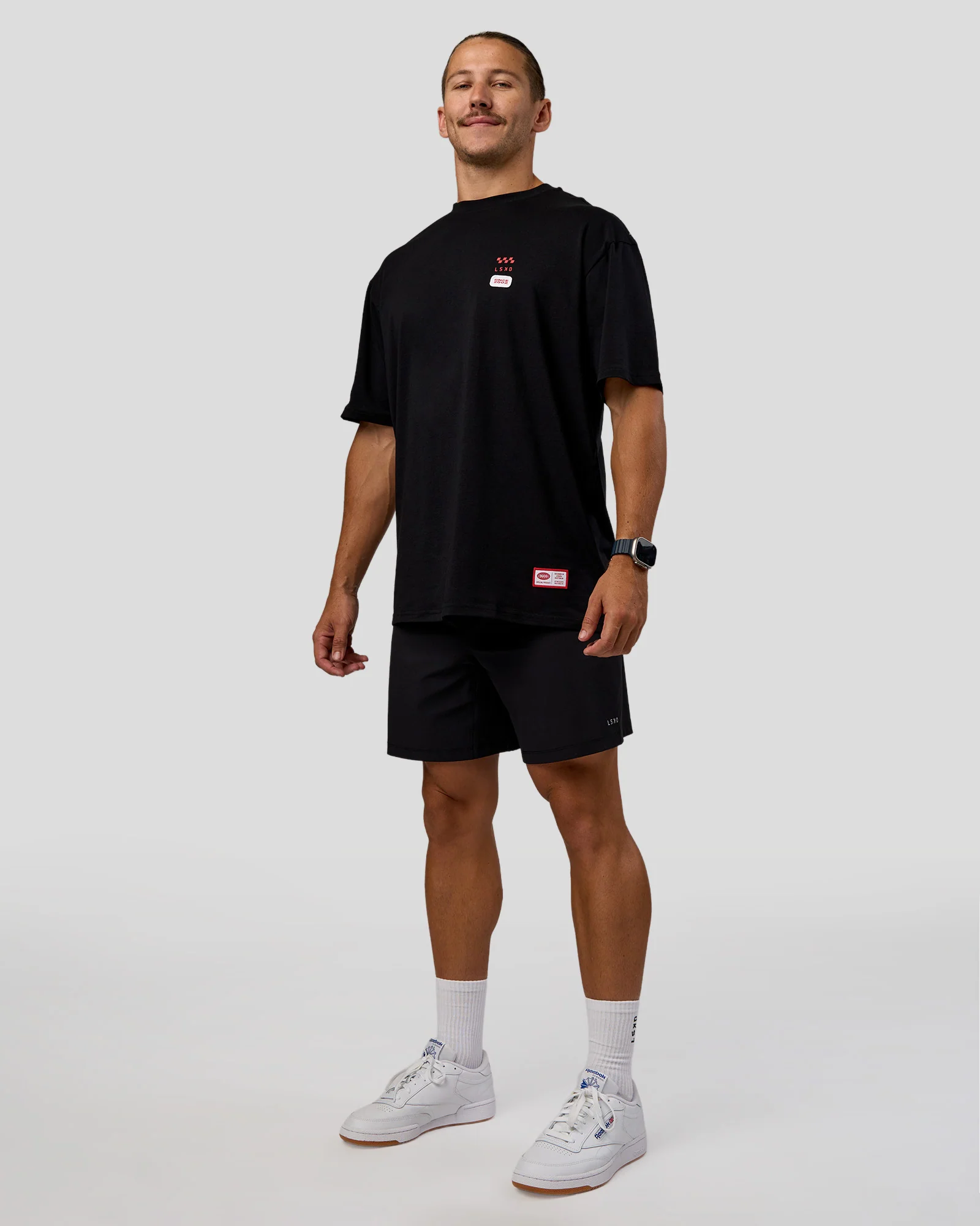 Archive FLXCotton Oversized Tee - Black-Scarlet