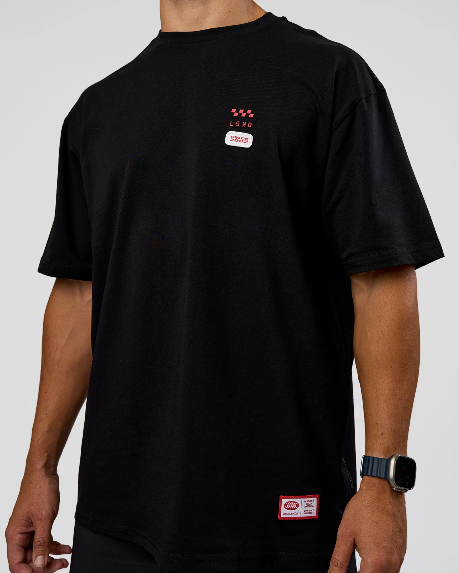 Archive FLXCotton Oversized Tee - Black-Scarlet