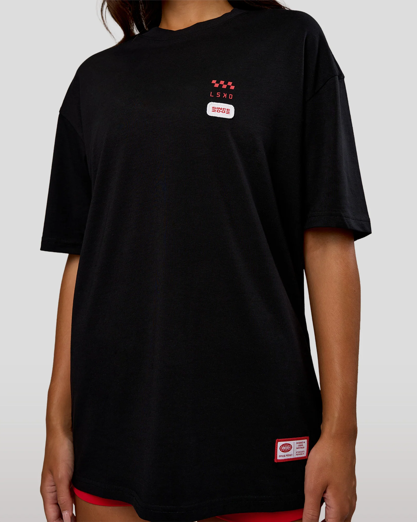 Archive FLXCotton Oversized Tee - Black-Scarlet