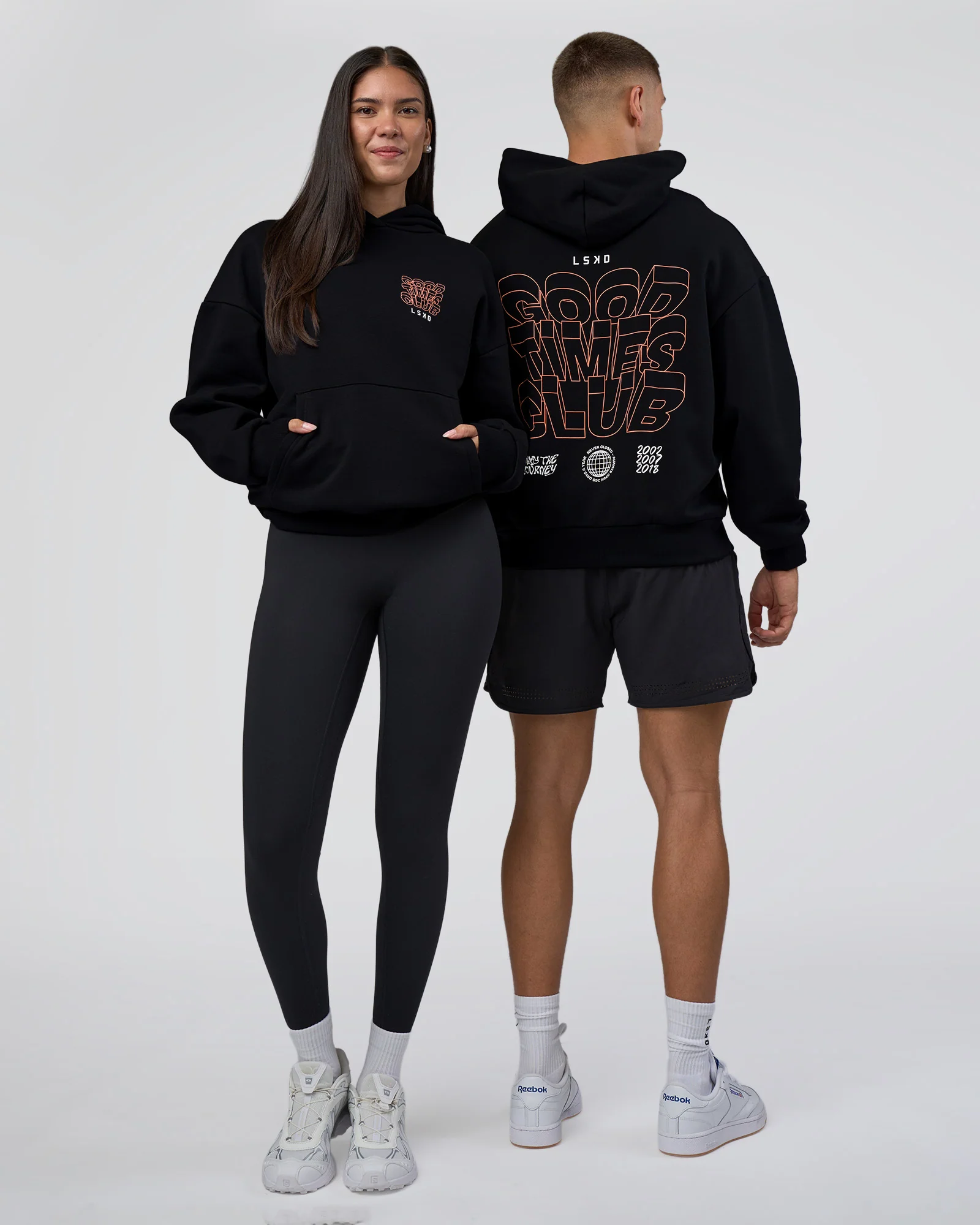 GTC CVC Fleece Unisex Oversized Hoodie - Black-Cantaloupe