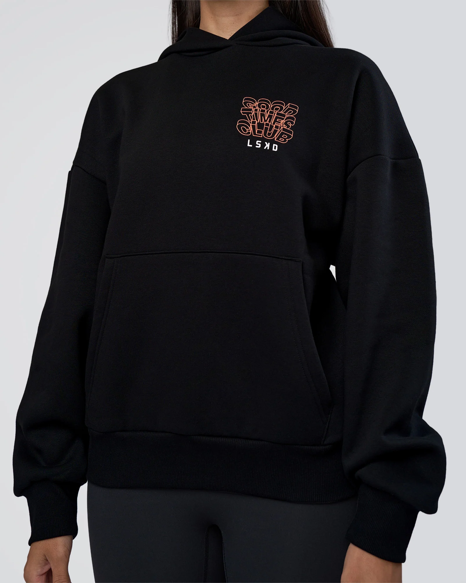 GTC CVC Fleece Unisex Oversized Hoodie - Black-Cantaloupe 10 GTC CVC Fleece Unisex Oversized Hoodie - Black-Cantaloupe