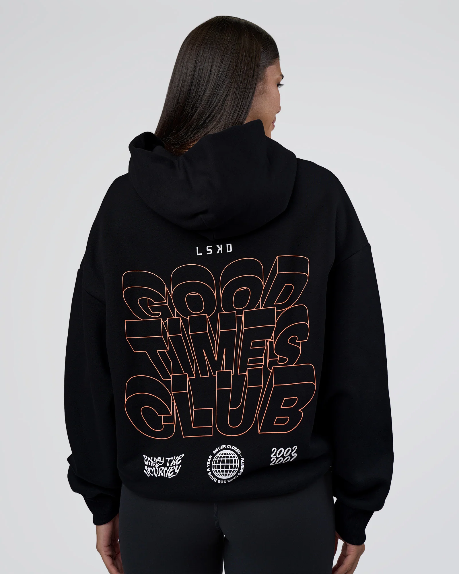 GTC CVC Fleece Unisex Oversized Hoodie - Black-Cantaloupe