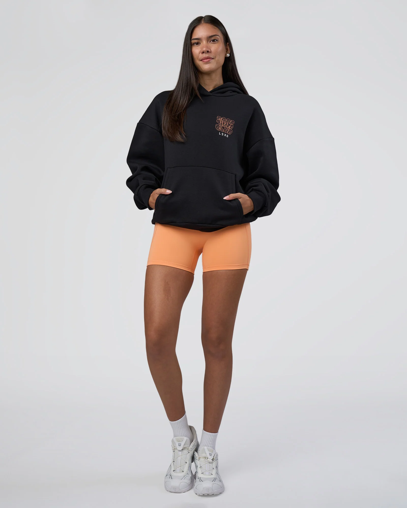 GTC CVC Fleece Unisex Oversized Hoodie - Black-Cantaloupe 6 GTC CVC Fleece Unisex Oversized Hoodie - Black-Cantaloupe