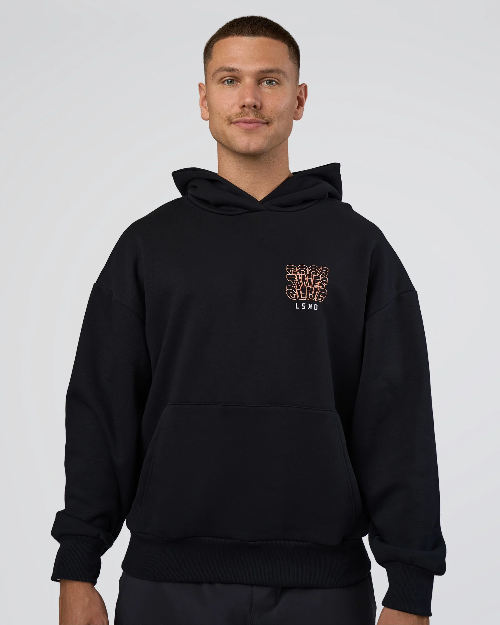 GTC CVC Fleece Unisex Oversized Hoodie - Black-Cantaloupe 7 GTC CVC Fleece Unisex Oversized Hoodie - Black-Cantaloupe
