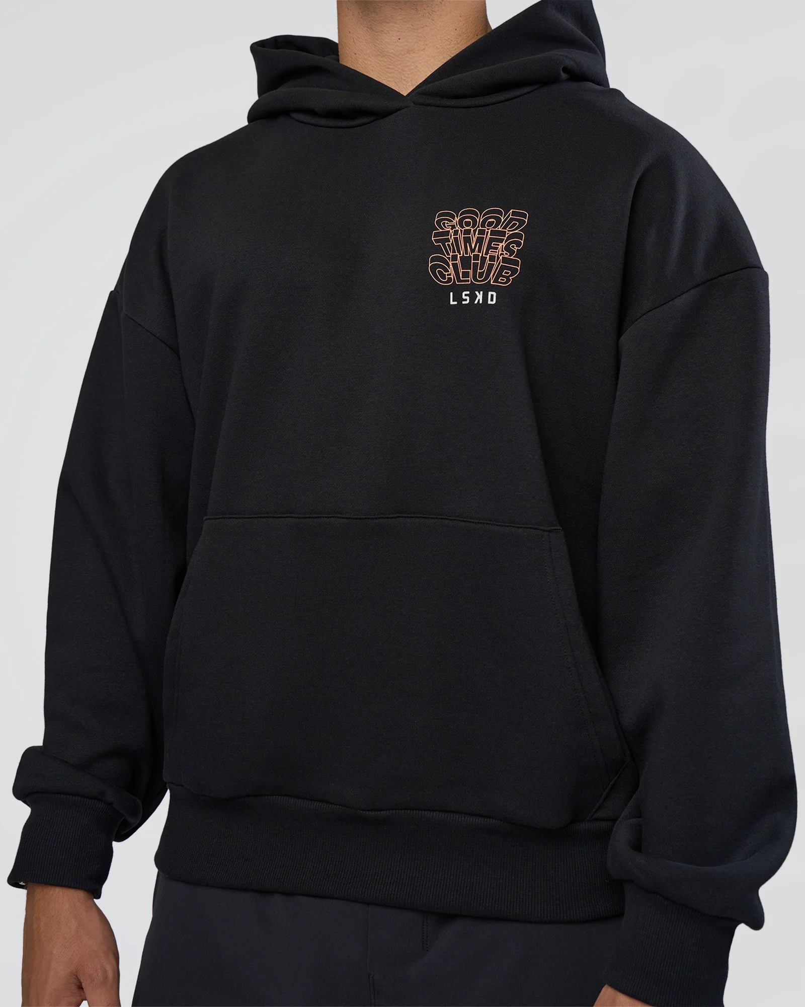 GTC CVC Fleece Unisex Oversized Hoodie - Black-Cantaloupe 8 GTC CVC Fleece Unisex Oversized Hoodie - Black-Cantaloupe