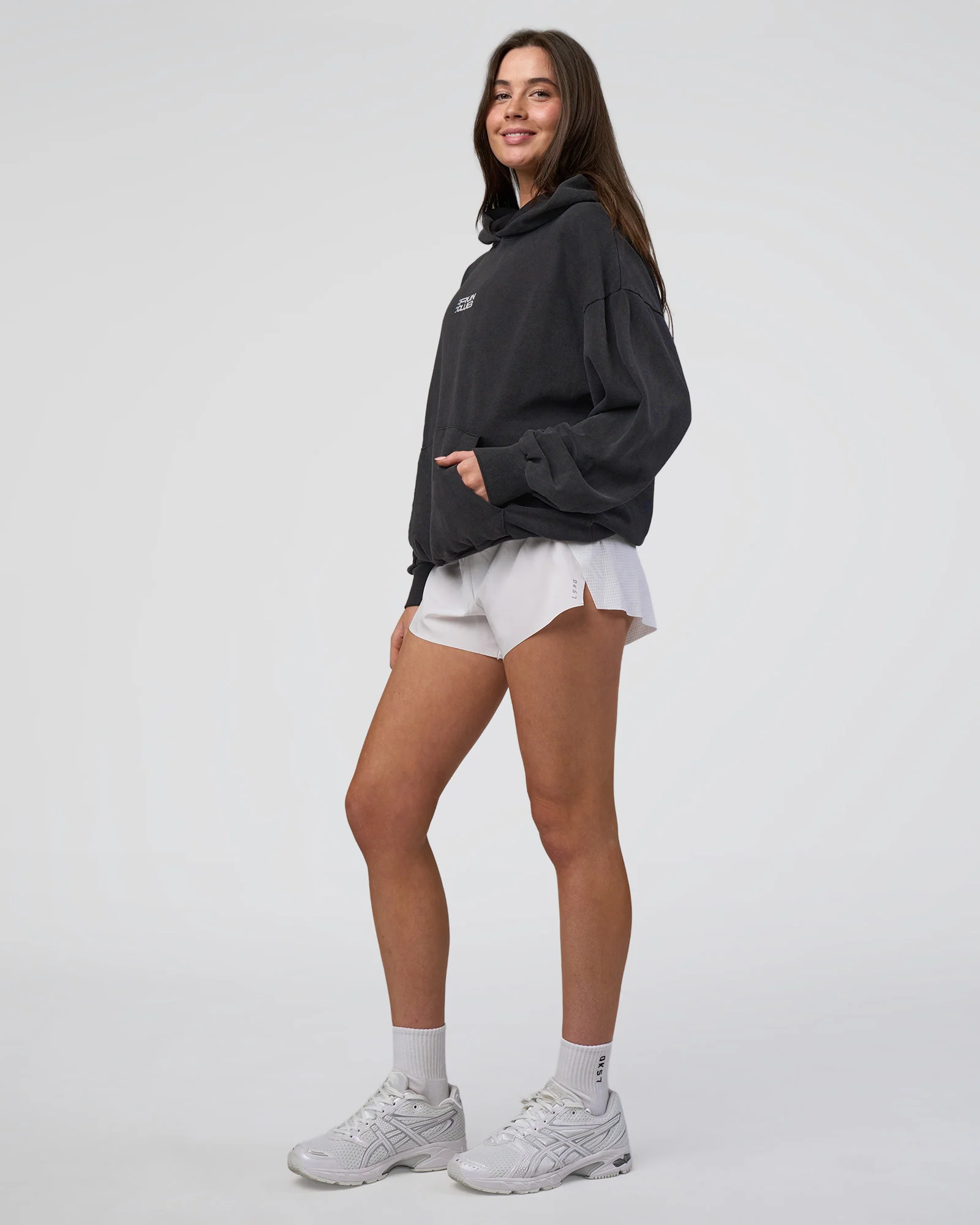 Runner’s Unisex Oversized Hoodie - Black Washed-White 10 Runner’s Unisex Oversized Hoodie - Black Washed-White