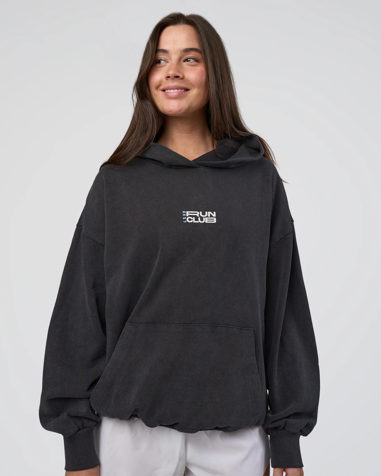 Runner’s Unisex Oversized Hoodie - Black Washed-White 4 Runner’s Unisex Oversized Hoodie - Black Washed-White