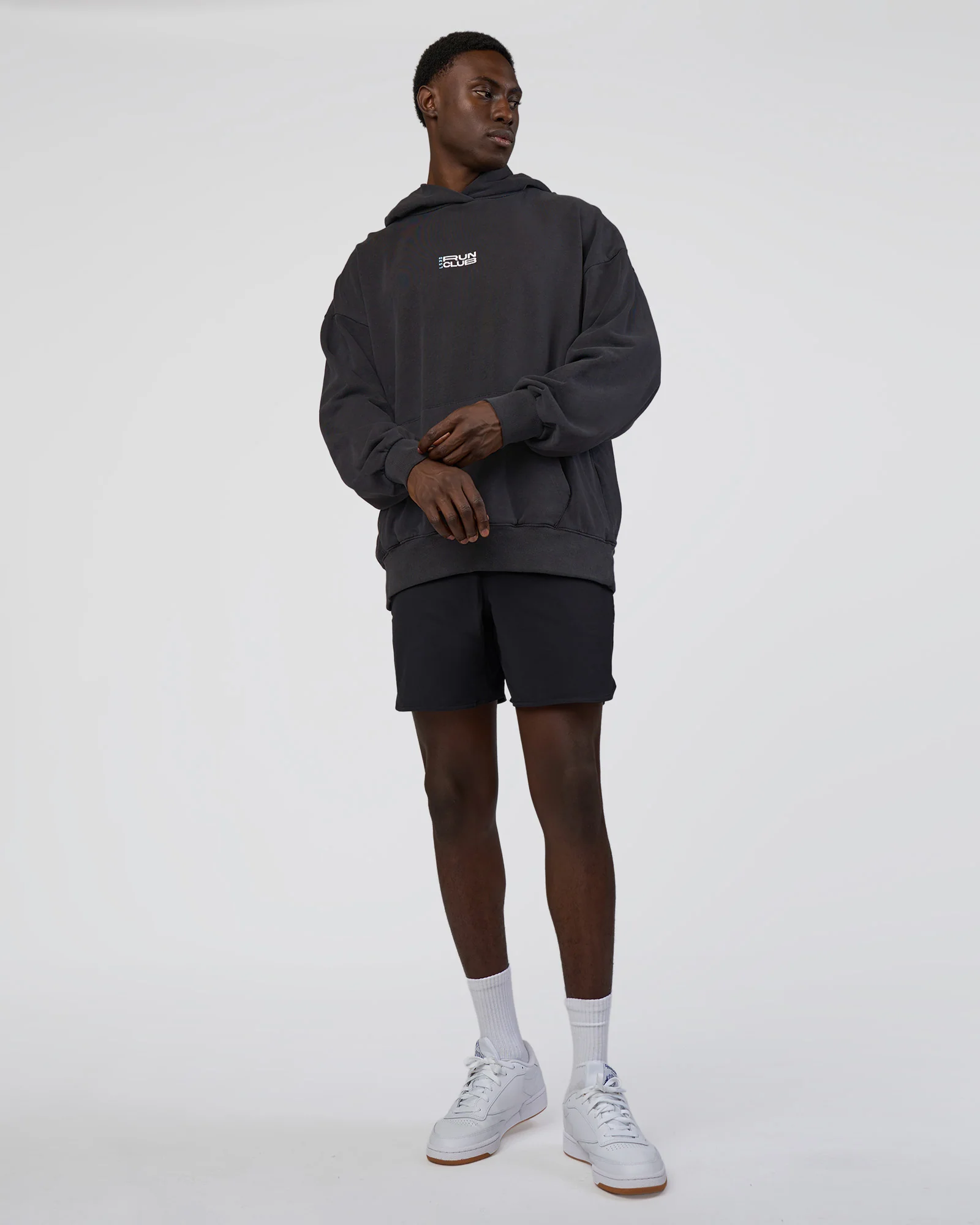 Runner’s Unisex Oversized Hoodie - Black Washed-White 6 Runner’s Unisex Oversized Hoodie - Black Washed-White
