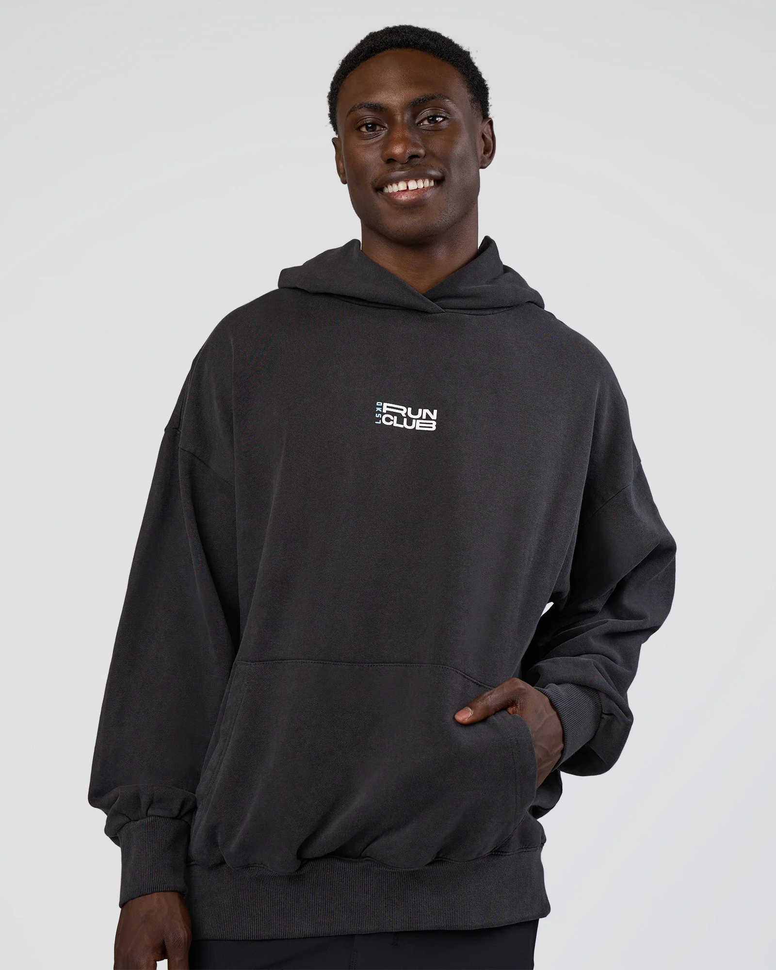 Runner’s Unisex Oversized Hoodie - Black Washed-White 9 Runner’s Unisex Oversized Hoodie - Black Washed-White