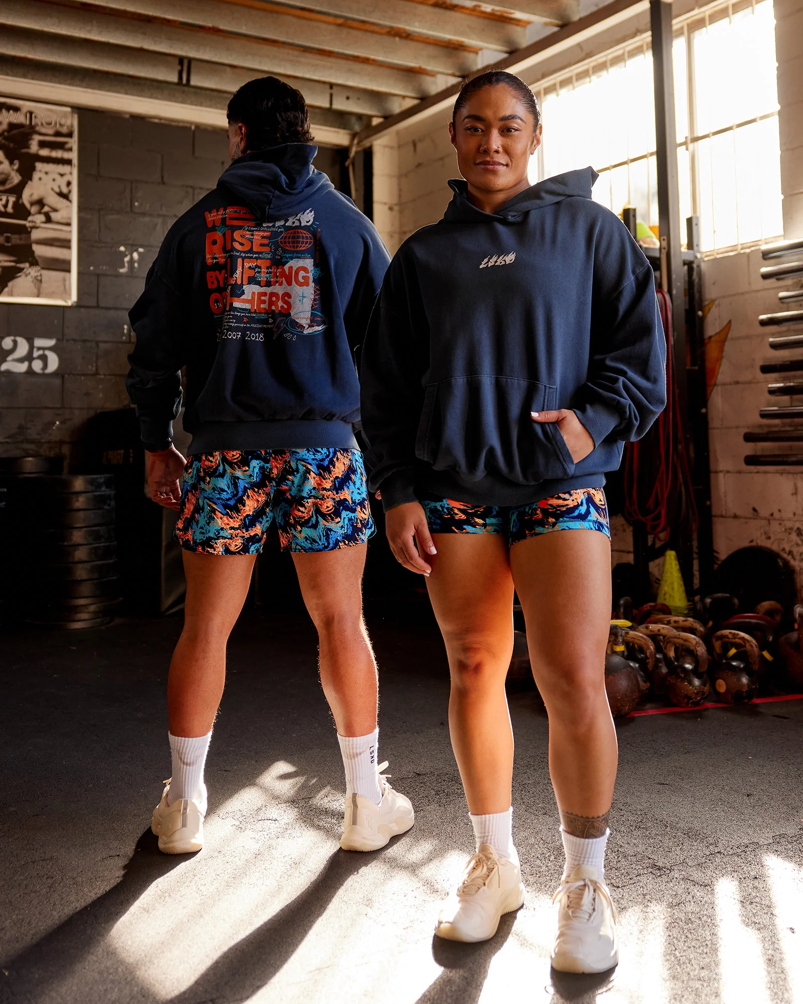 NY25 Washed Oversized Hoodie - Future Navy-Ultra Orange