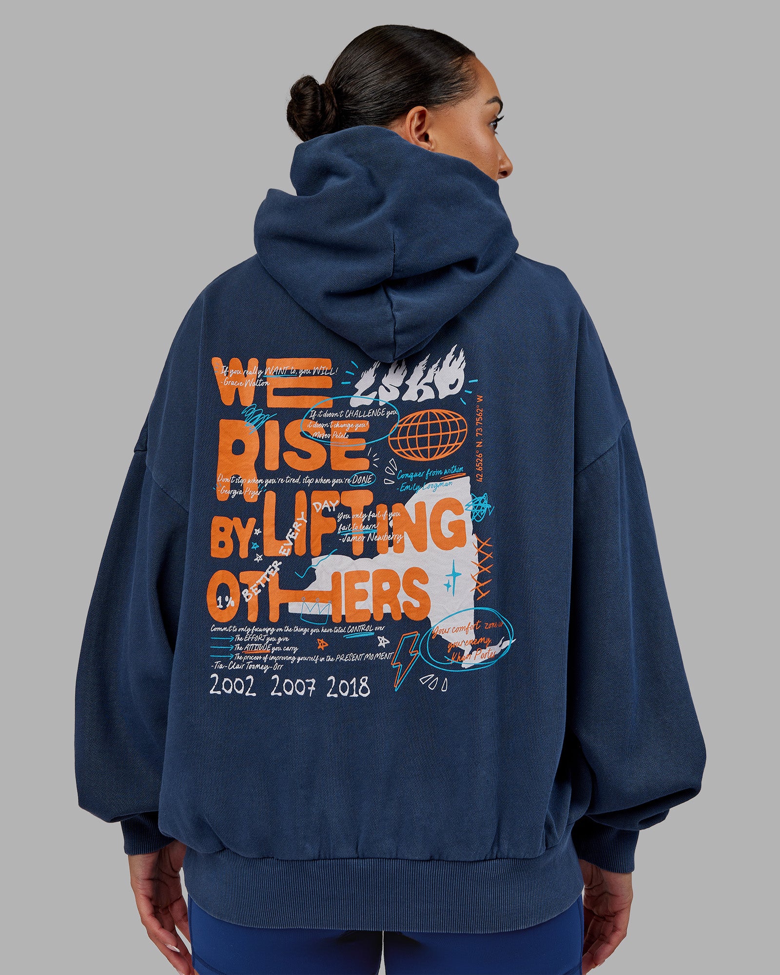 NY25 Washed Oversized Hoodie - Future Navy-Ultra Orange