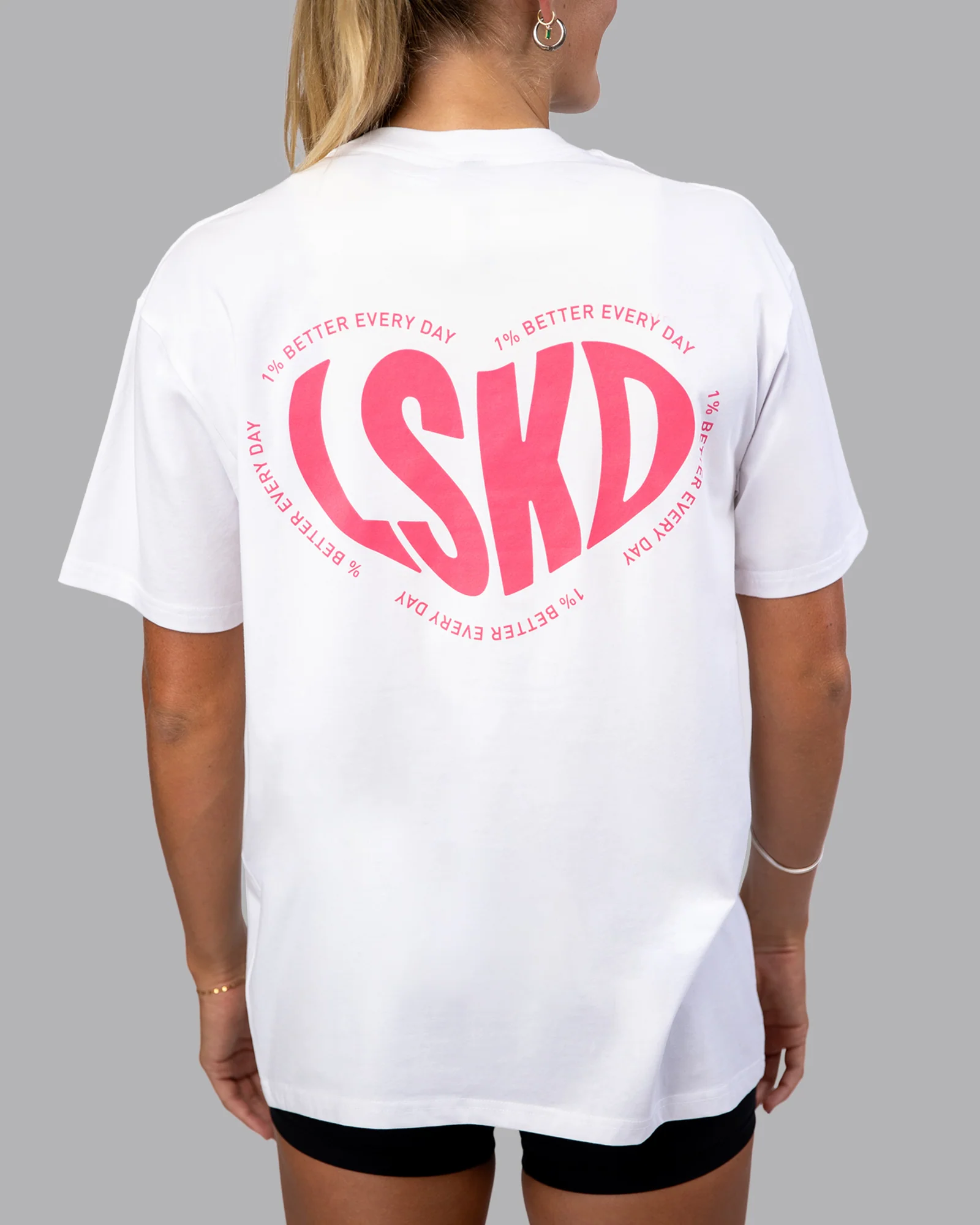 Unisex Love To Train FLXCotton Tee Oversize - White-Pink Lemonade