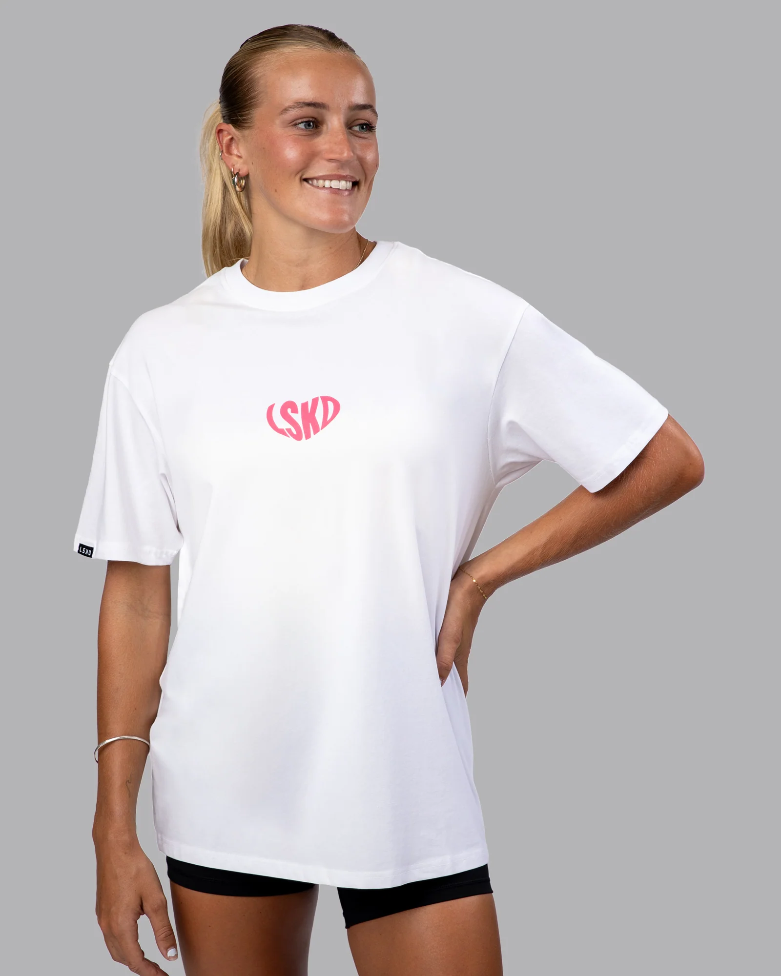 Unisex Love To Train FLXCotton Tee Oversize - White-Pink Lemonade 4 Unisex Love To Train FLXCotton Tee Oversize - White-Pink Lemonade