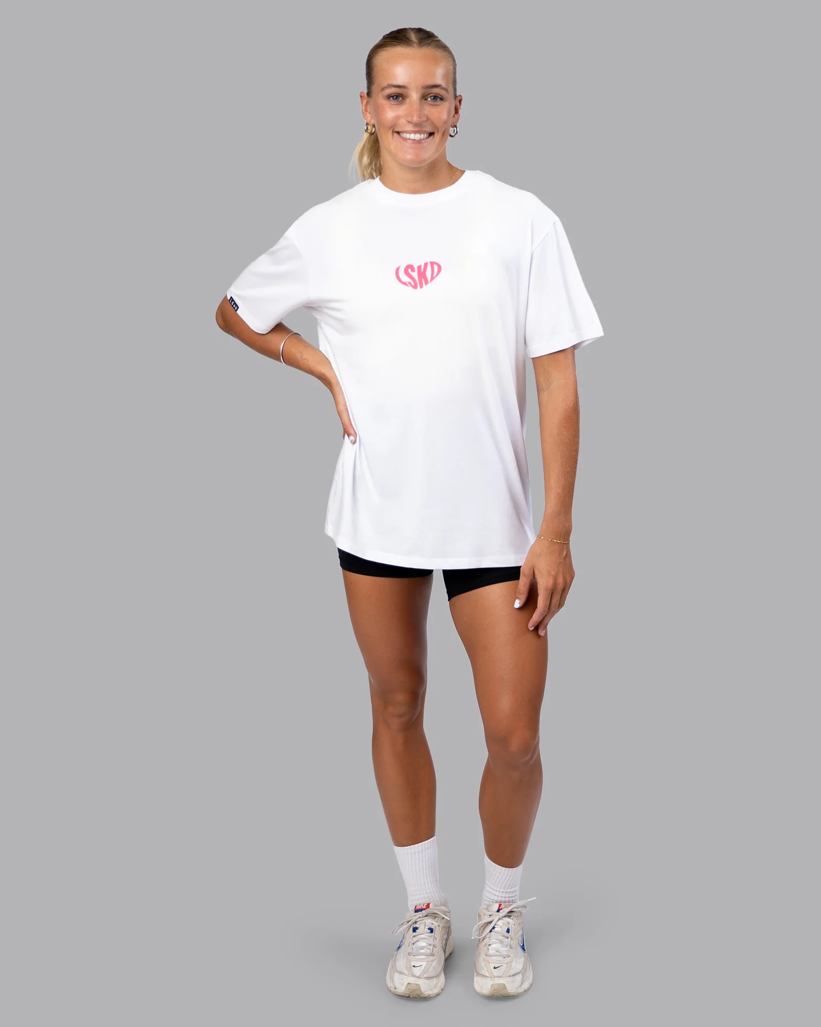 Unisex Love To Train FLXCotton Tee Oversize - White-Pink Lemonade 6 Unisex Love To Train FLXCotton Tee Oversize - White-Pink Lemonade