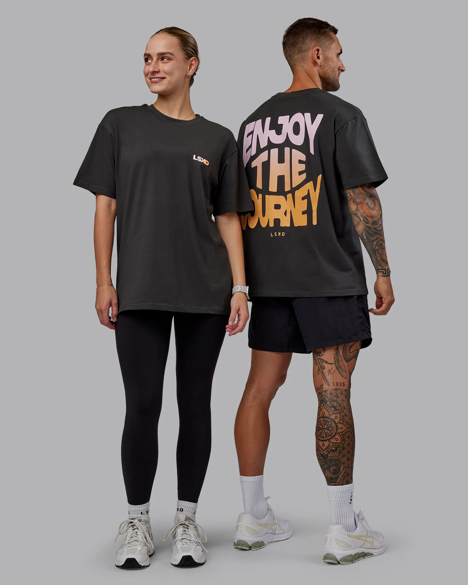 E.T.J FLXCotton Tee Oversize - Pirate Black-Pop Pink