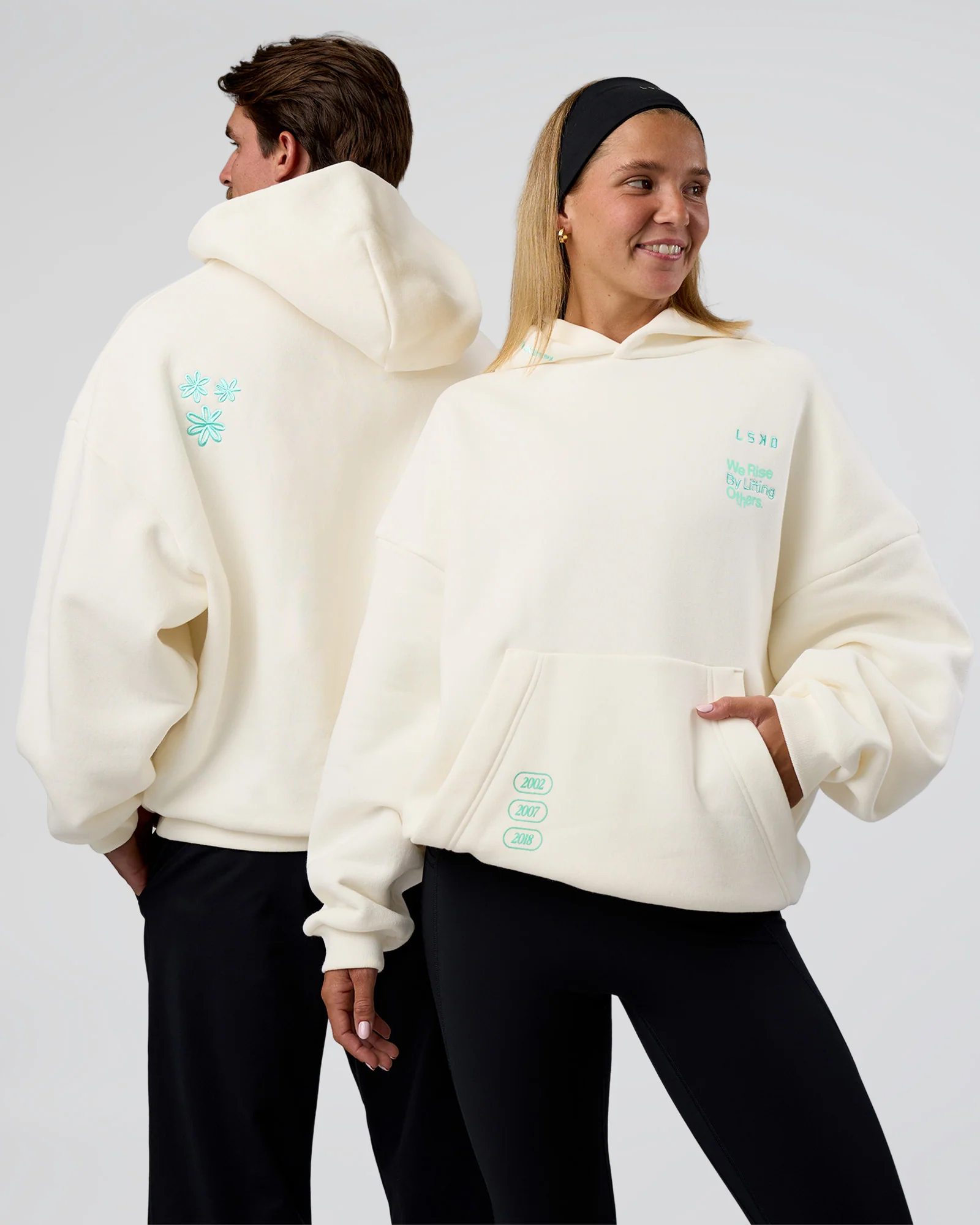 Sticker Unisex Ultra Heavyweight Oversized Hoodie - Off White-Jelly Mint