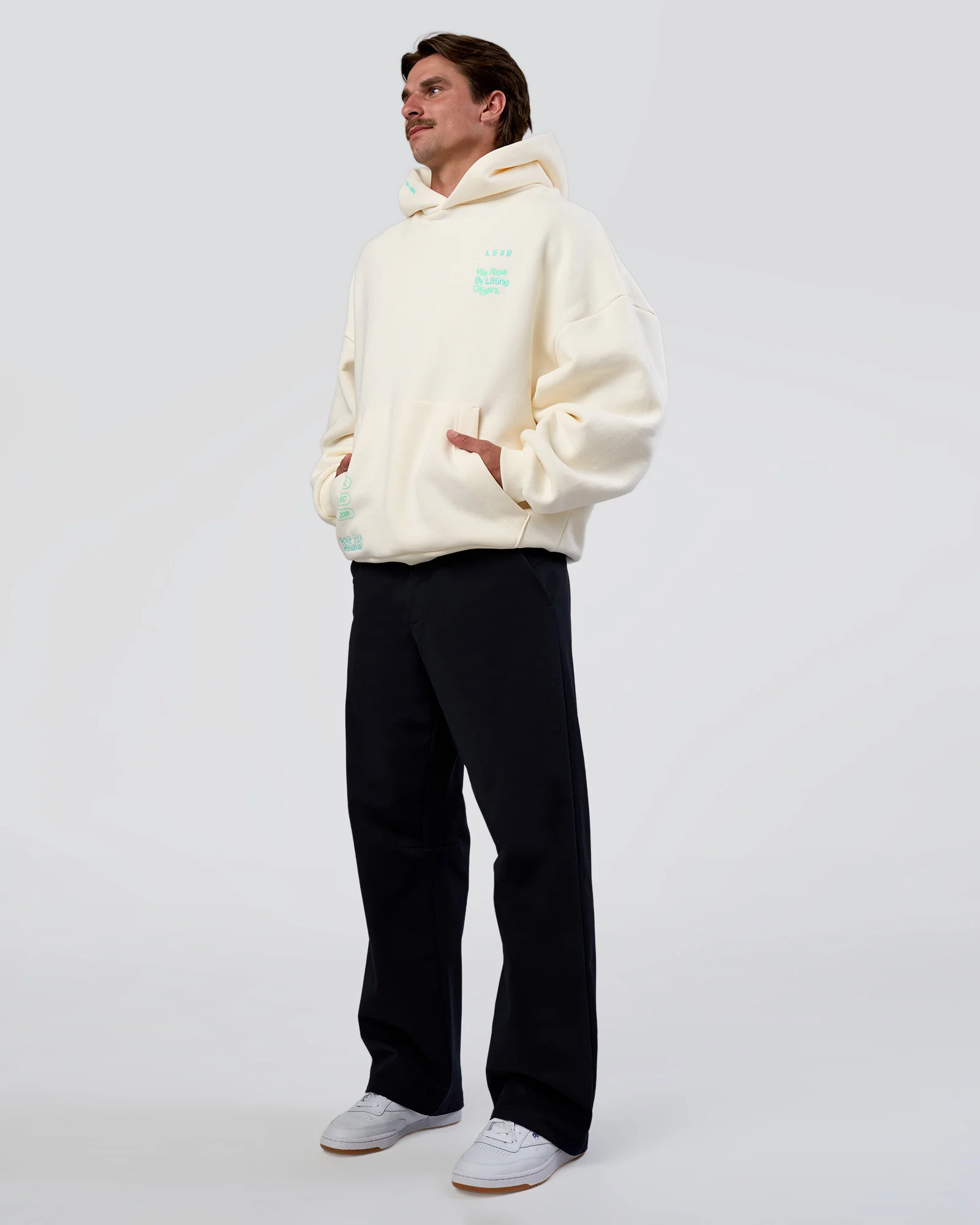 Sticker Unisex Ultra Heavyweight Oversized Hoodie - Off White-Jelly Mint 11 Sticker Unisex Ultra Heavyweight Oversized Hoodie - Off White-Jelly Mint