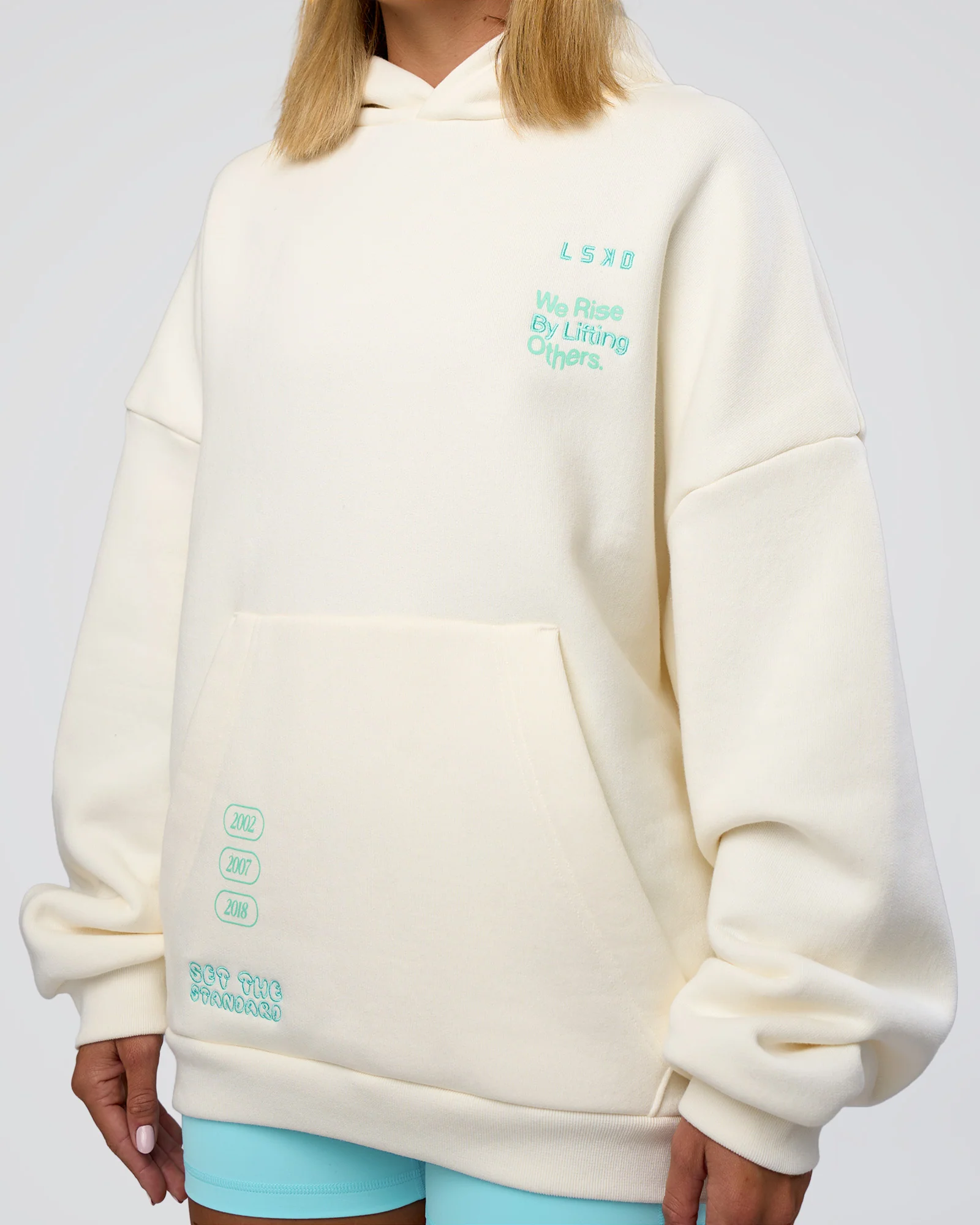 Sticker Unisex Ultra Heavyweight Oversized Hoodie - Off White-Jelly Mint 14 Sticker Unisex Ultra Heavyweight Oversized Hoodie - Off White-Jelly Mint