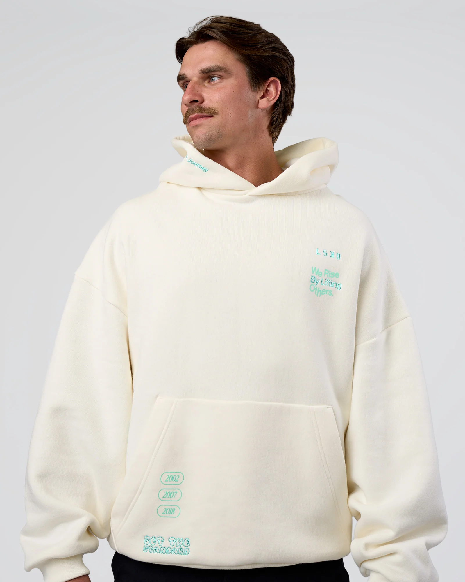 Sticker Unisex Ultra Heavyweight Oversized Hoodie - Off White-Jelly Mint